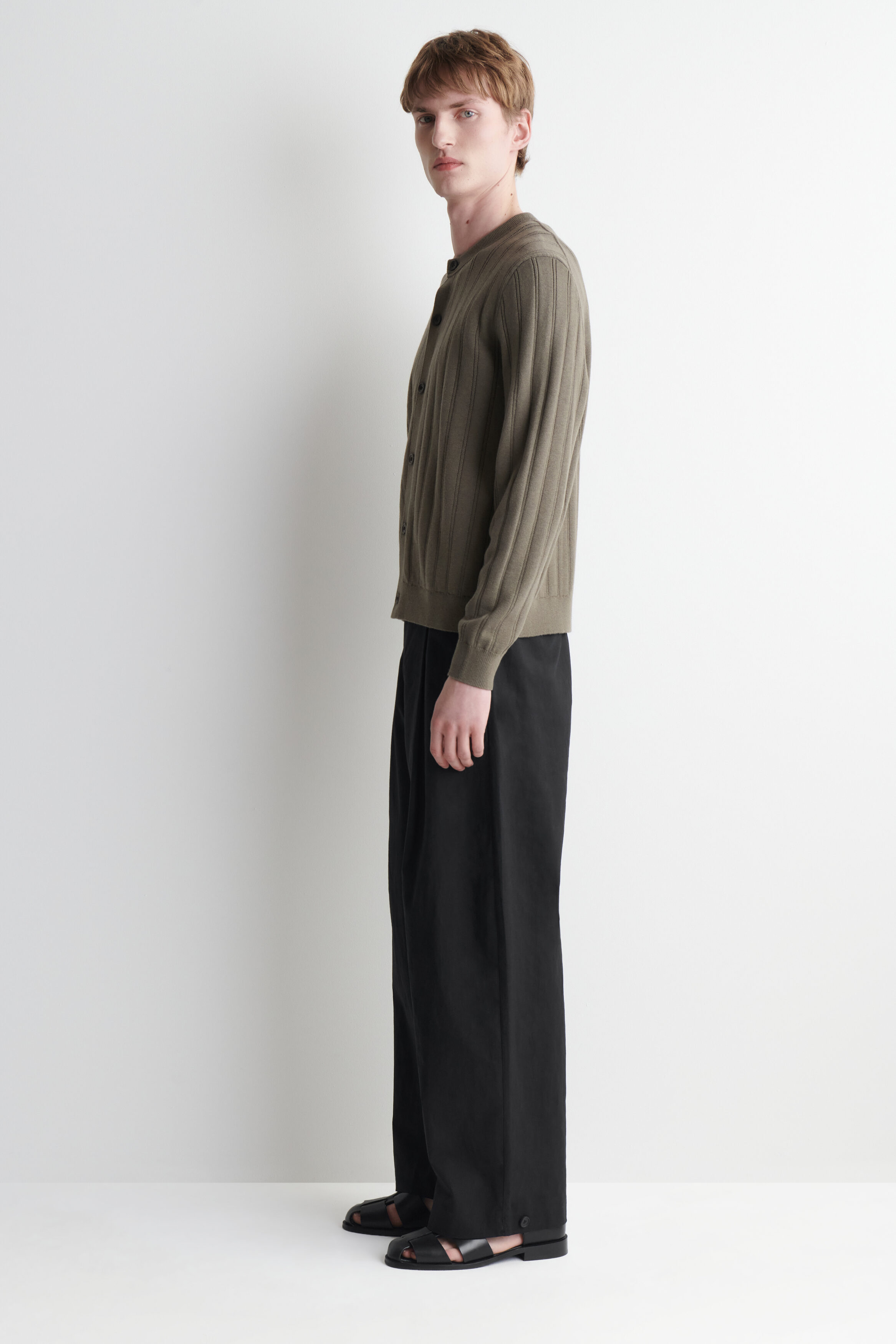 RIBBED WOOL-COTTON CARDIGAN - thumbnail 9
