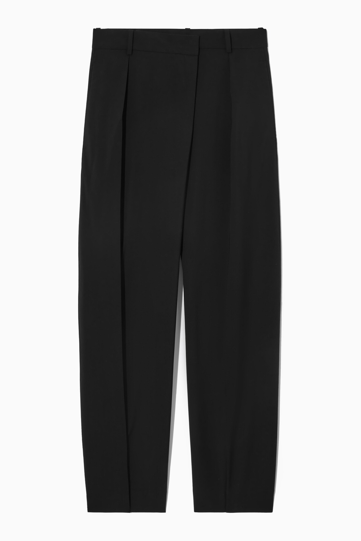 PANTALON REGULAR DROIT À TAILLE CROISÉE - NOIR - 1