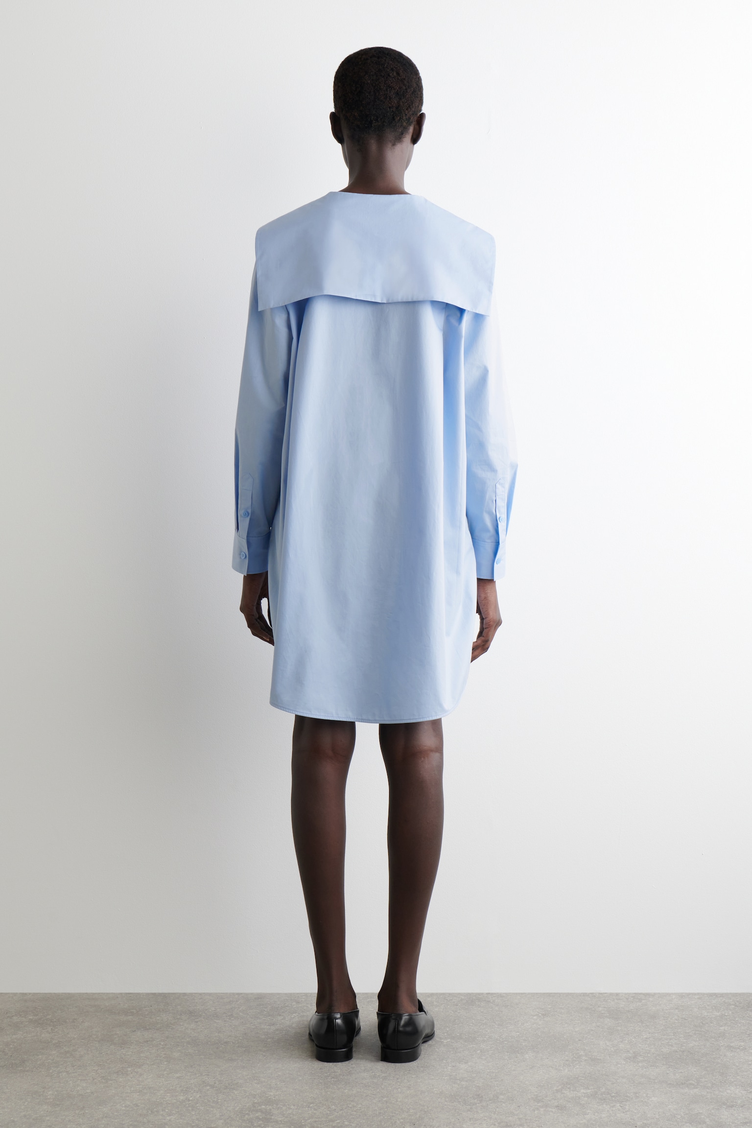 VESTIDO DE ALGODÓN CON CUELLO MARINERO - AZUL CLARO/WASHED BLACK - 4