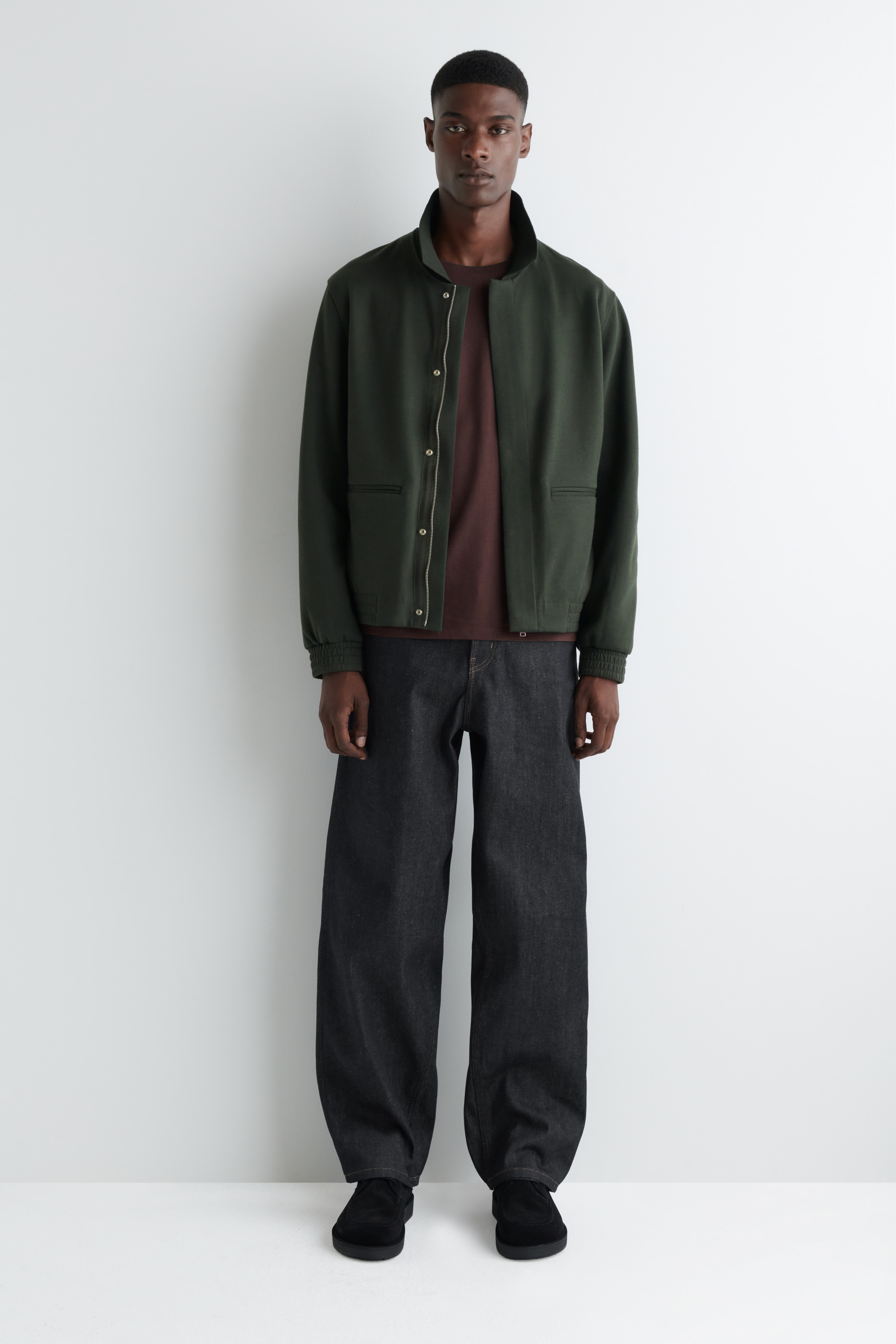 GIACCA HARRINGTON IN JERSEY - VERDE SCURO/BLU NAVY