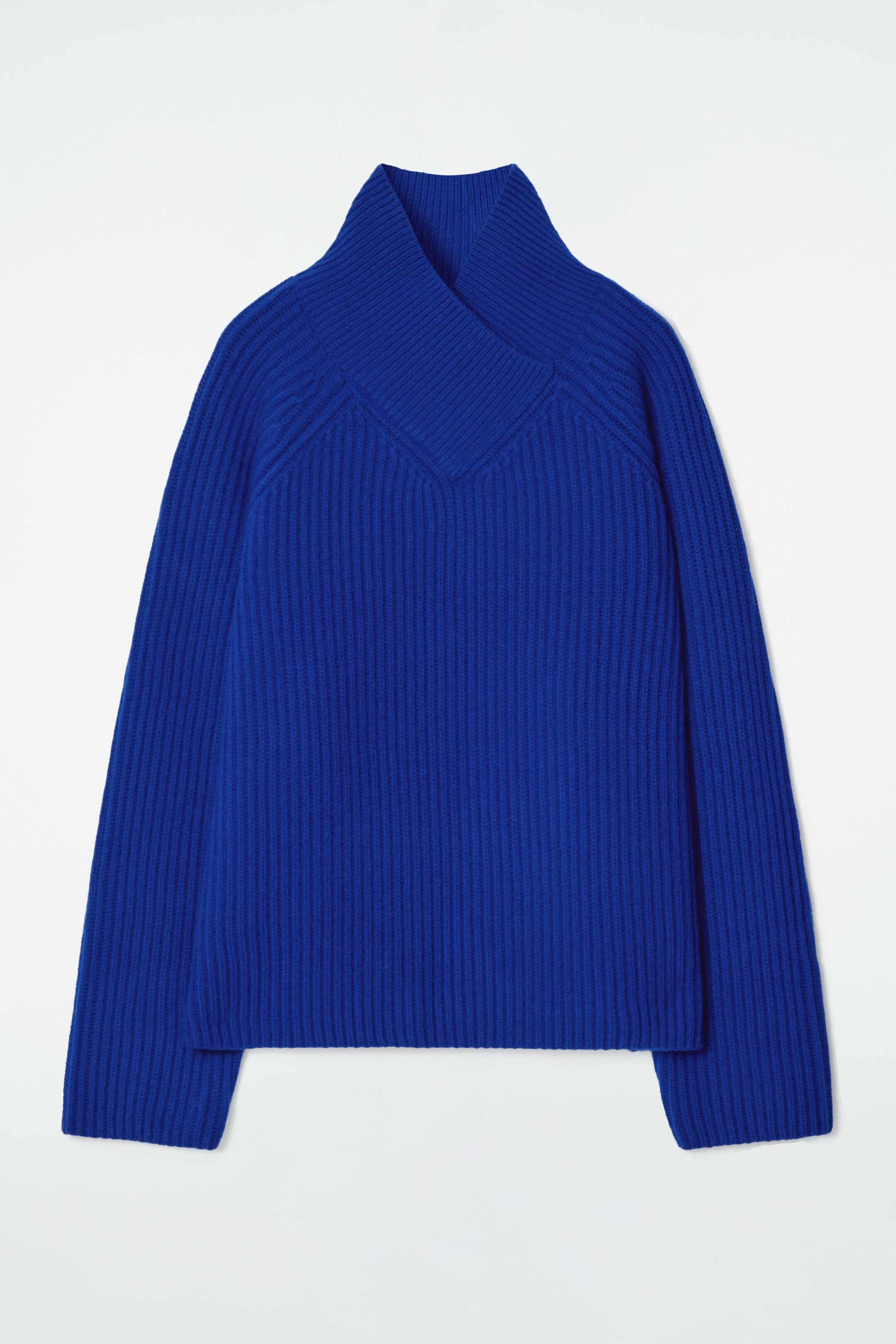 Agrandir l'image: PULL À COL CROISÉ EN LAINE MÉRINOS - BLEU COBALT - FEMME | H&M CH 6