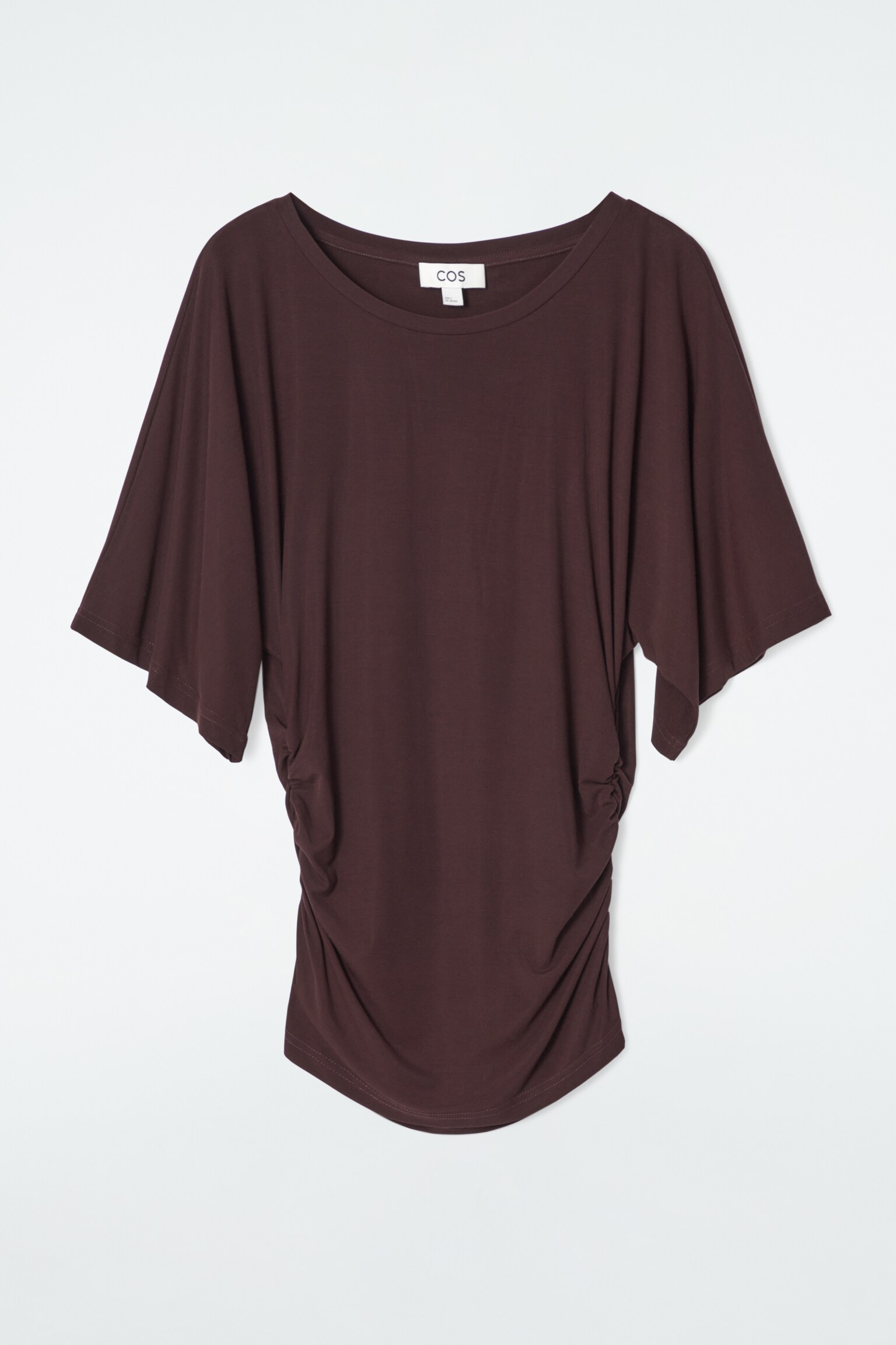 RUCHED JERSEY T-SHIRT - BURGUNDY/BLACK - 1
