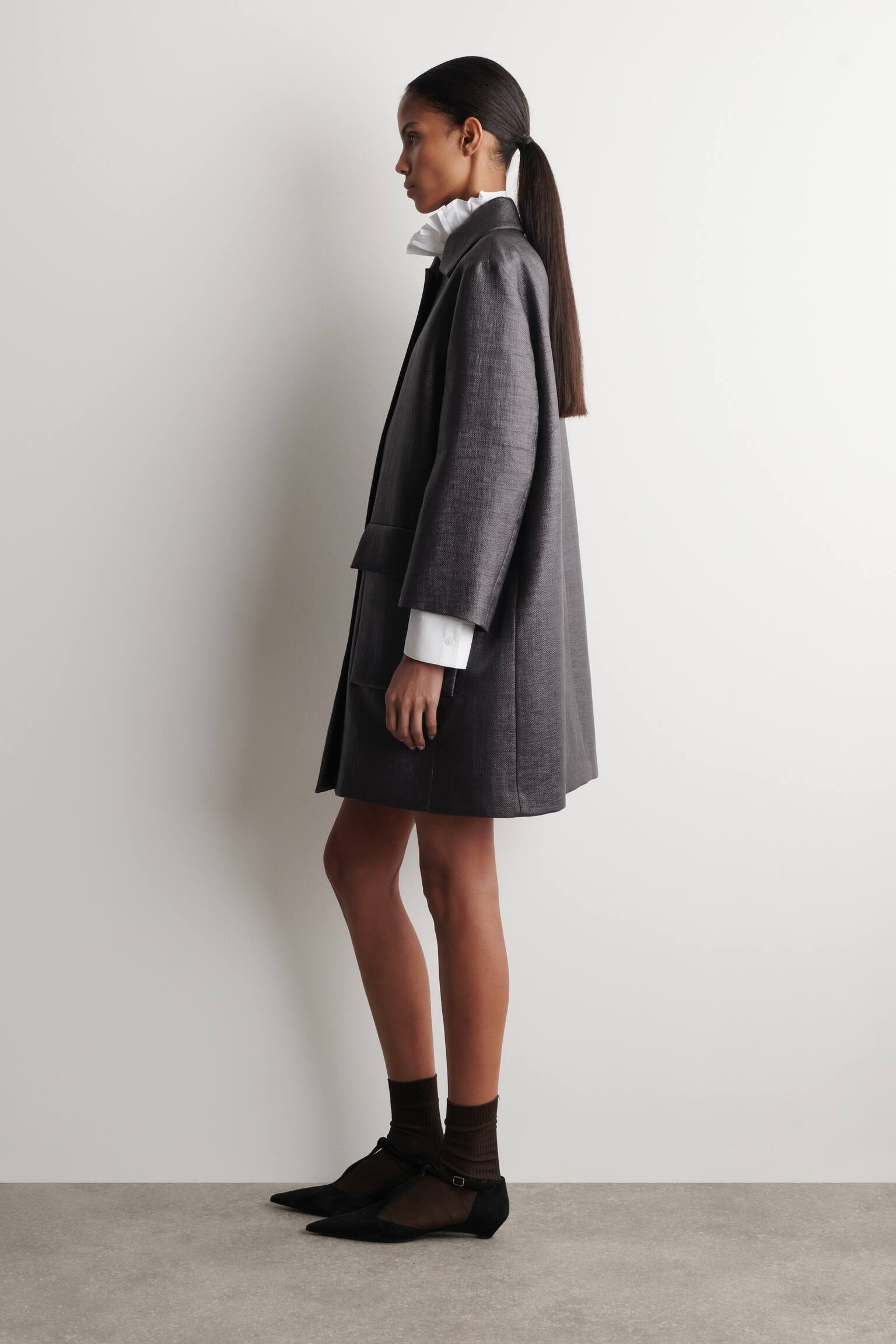 EINREIHIGER STRUKTURIERTER MANTEL - ANTHRAZIT - 3