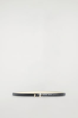 REVERSIBLE SLIM LEATHER BELT — BLACK / WHITE 4