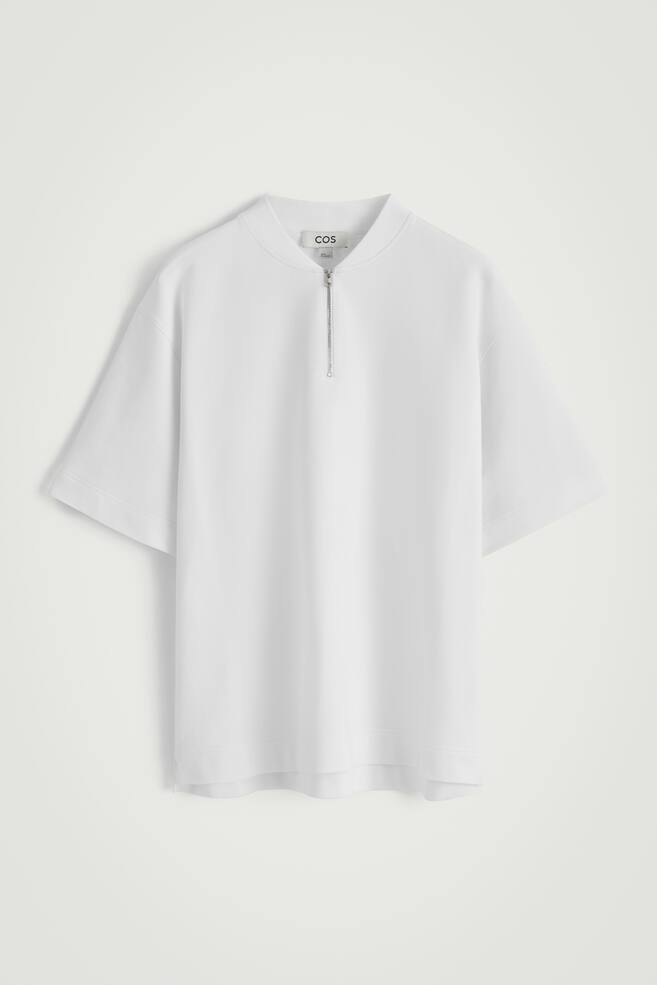 BAUMWOLL-T-SHIRT MIT KURZEM REISSVERSCHLUSS - WEISS - 1