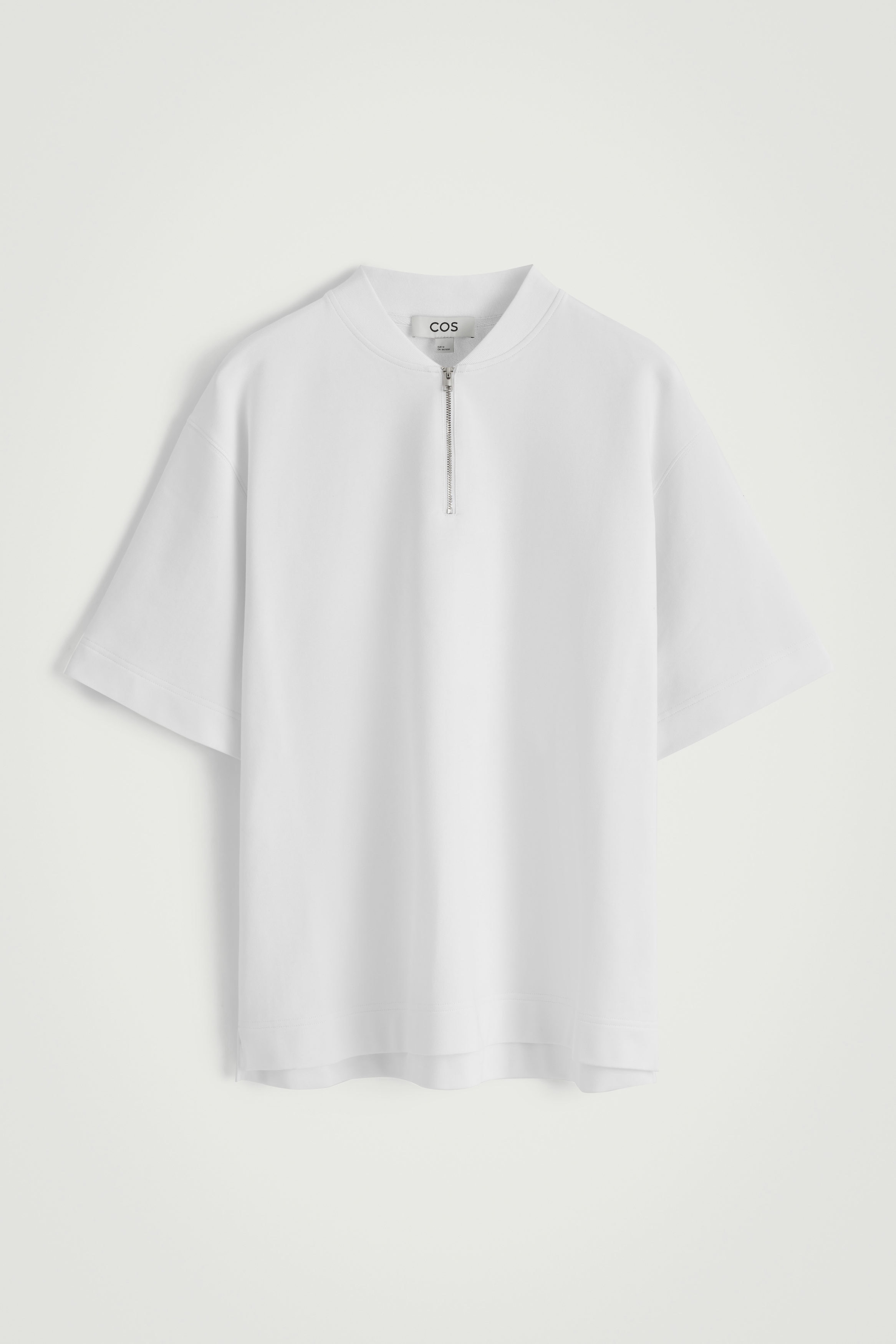 HALF ZIP COTTON T-SHIRT - WHITE | COS