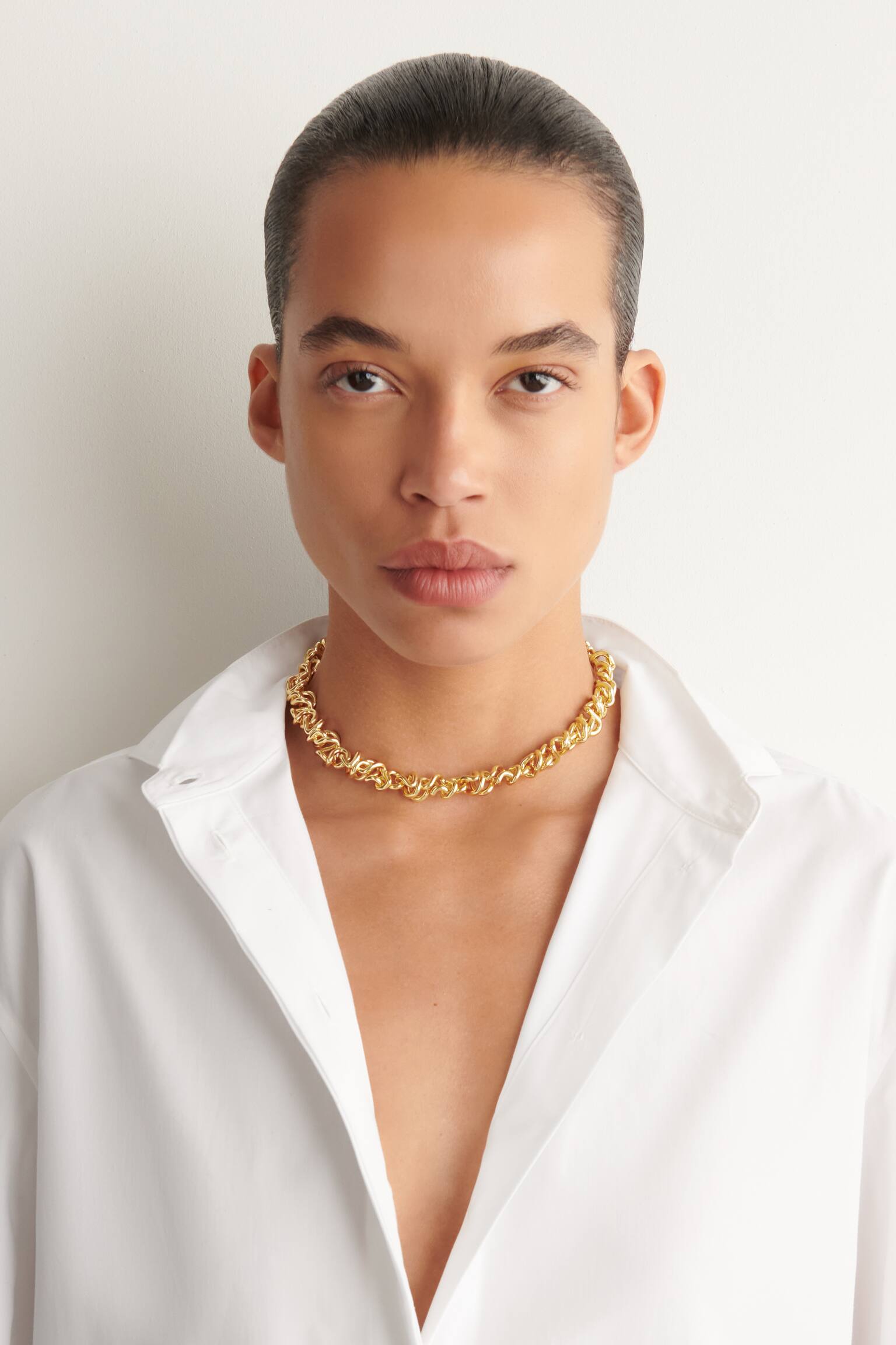 KNOTTED CHAIN NECKLACE - זהב - 1