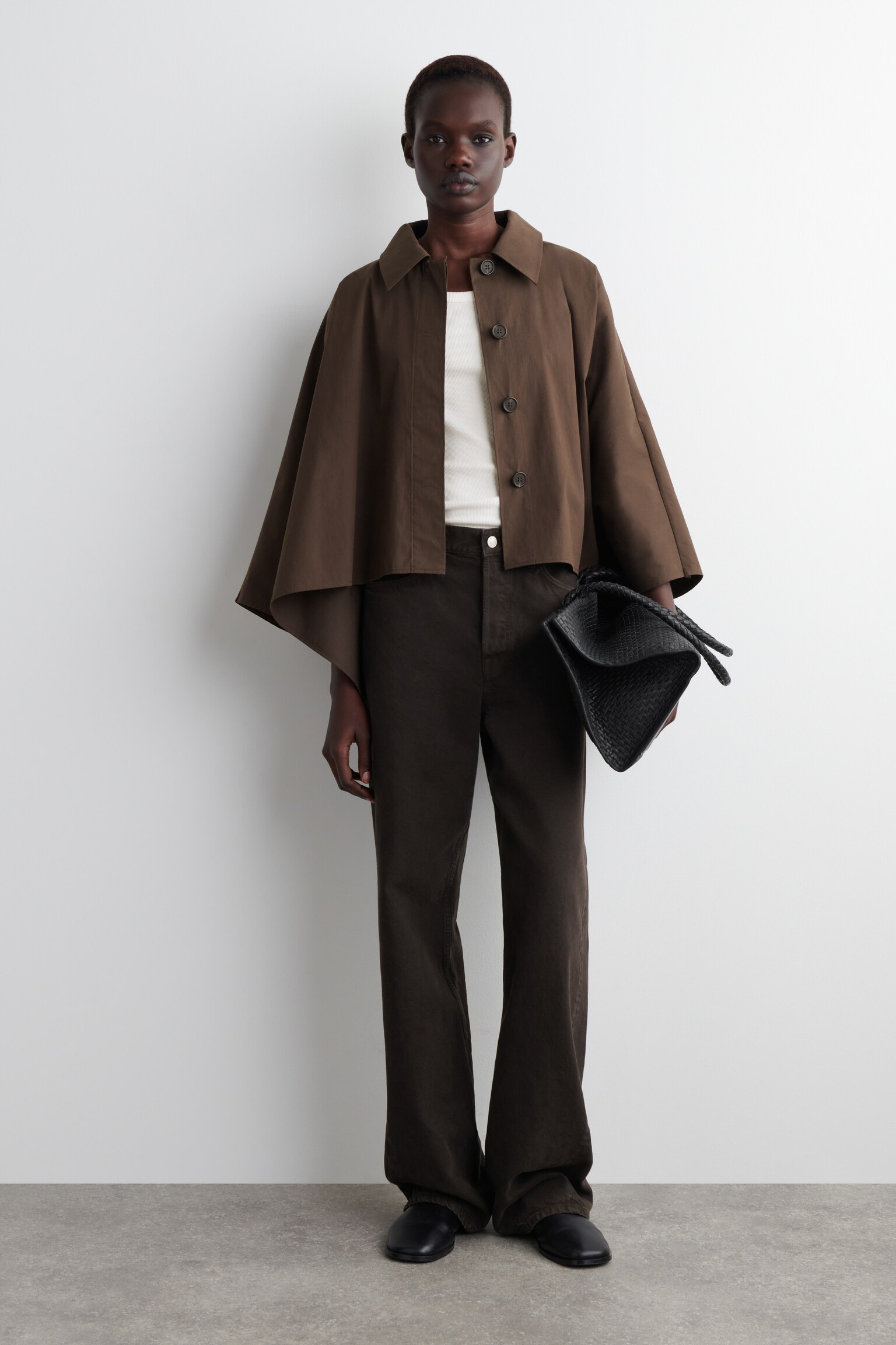 CAPE COURTE FAÇON TRENCH-COAT - BRUN FONCÉ/BEIGE CLAIR - 7