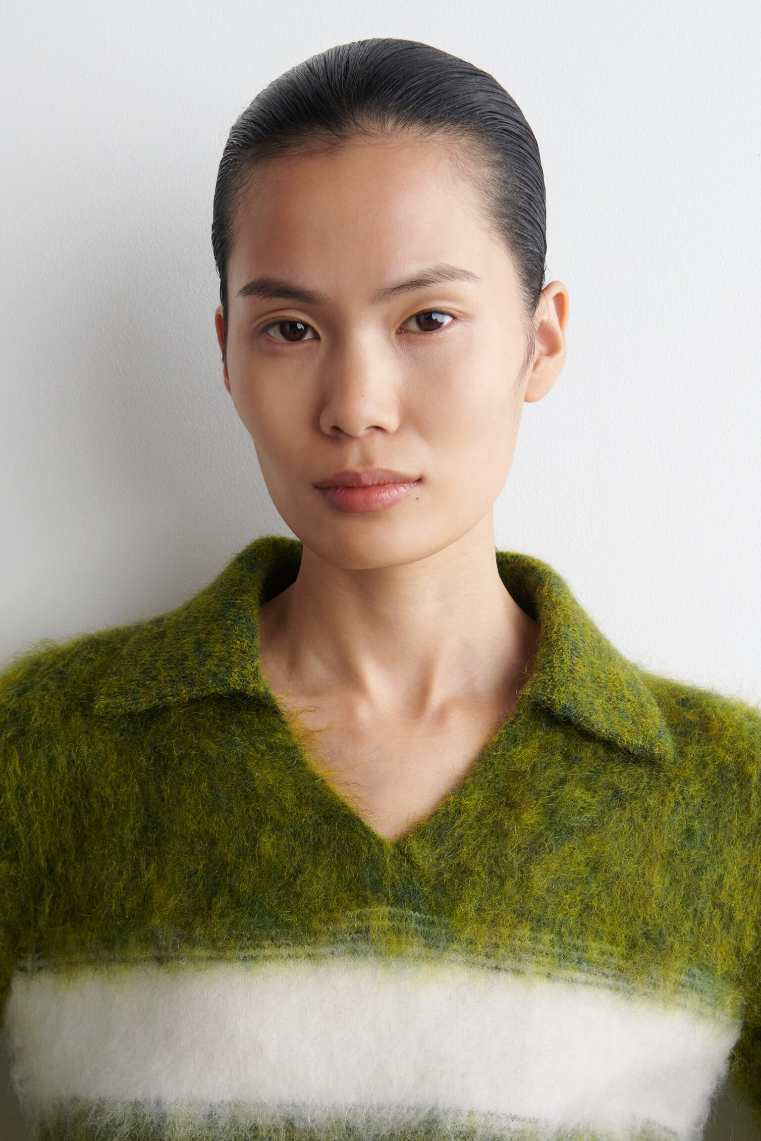 STRIPED MOHAIR-BLEND POLO JUMPER - GREEN / STRIPED - 5