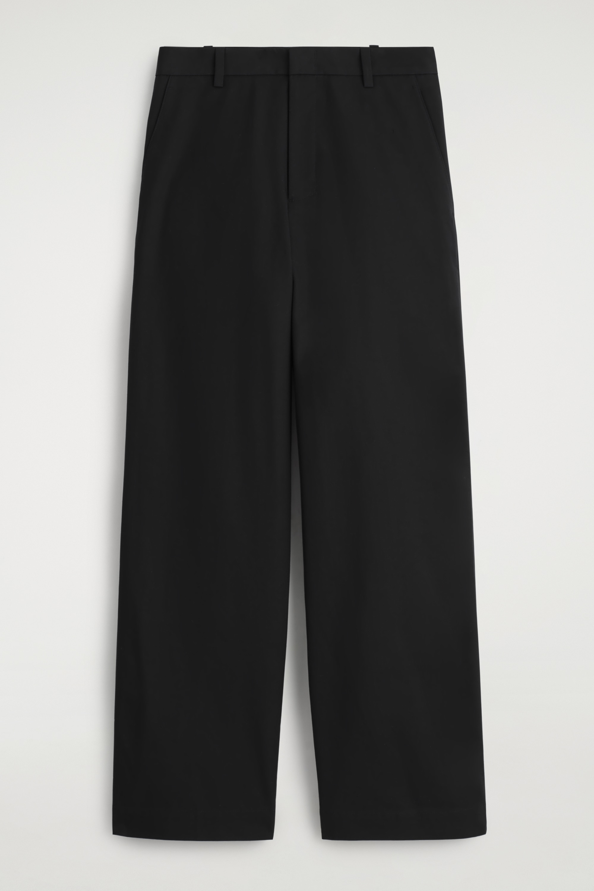 COTTON WIDE-LEG CHINOS - BLACK/MOLE