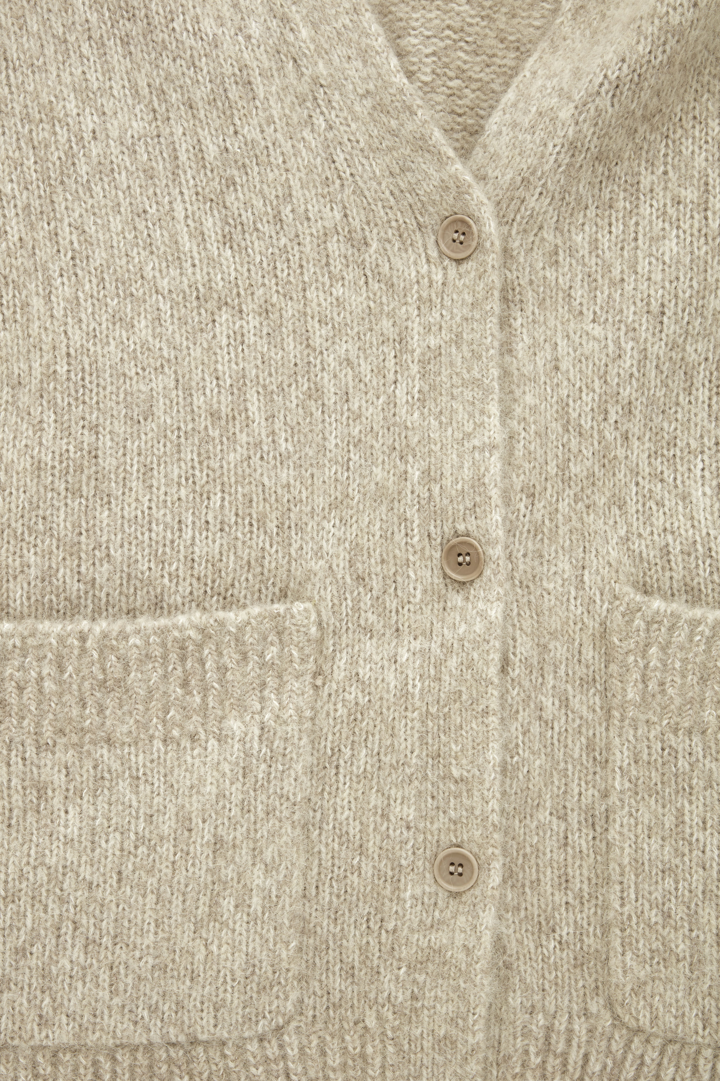 V-NECK PATCH-POCKET CARDIGAN - BEIGE | COS