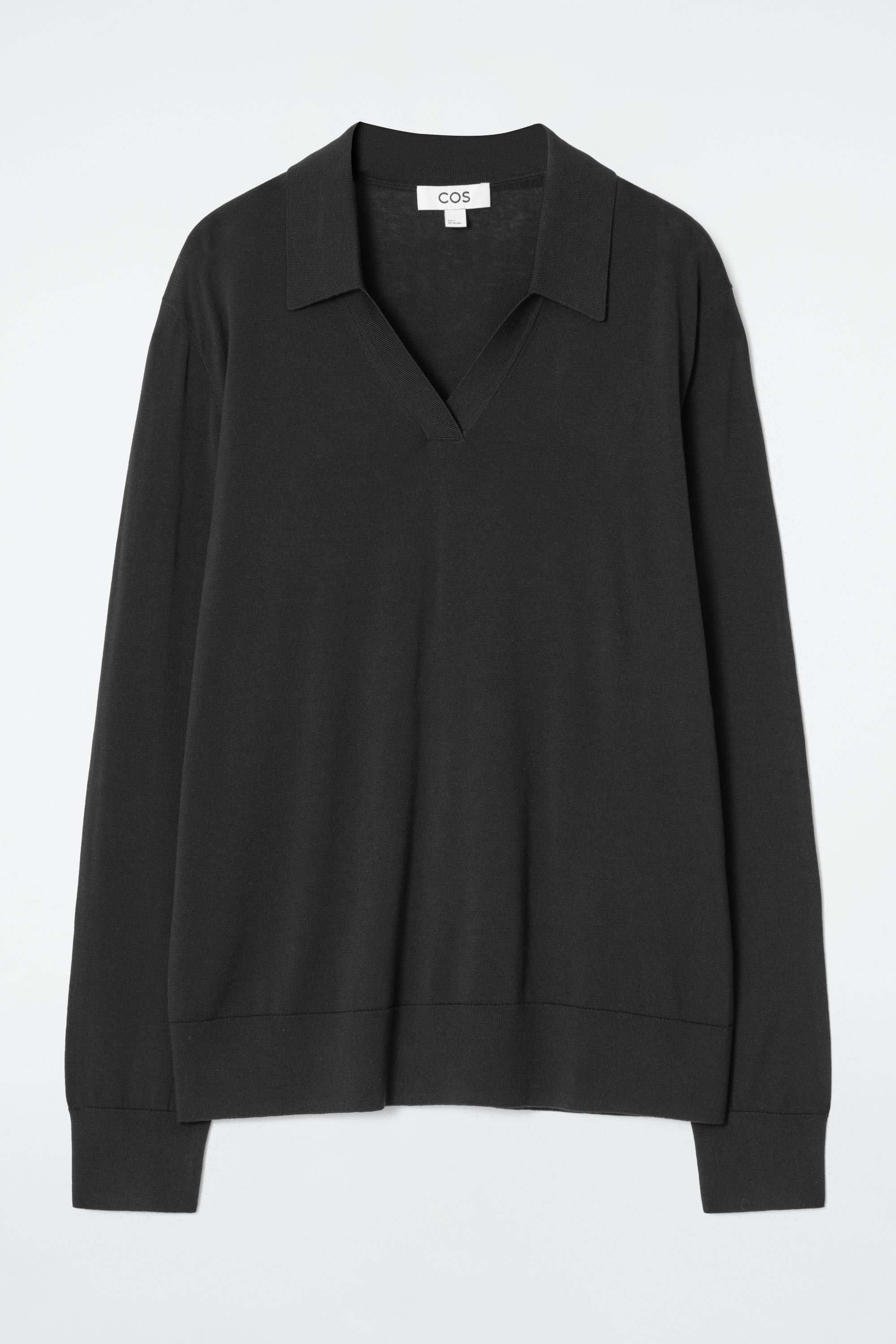 soduk◆22FW/big polo knit/FREE/コットン/ブラック/0422030518 KNITTED SILK POLO SHIRT - BLACK | COS