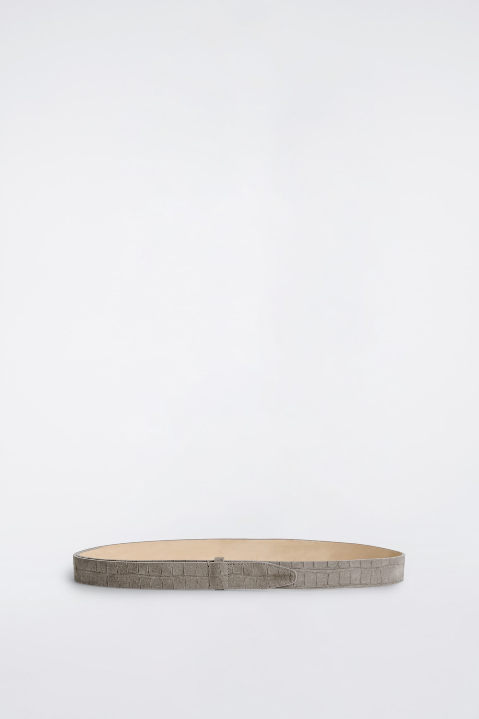 VELOURSLEDERGÜRTEL IN KROKODILOPTIK OHNE SCHNALLE - GRAU - 2