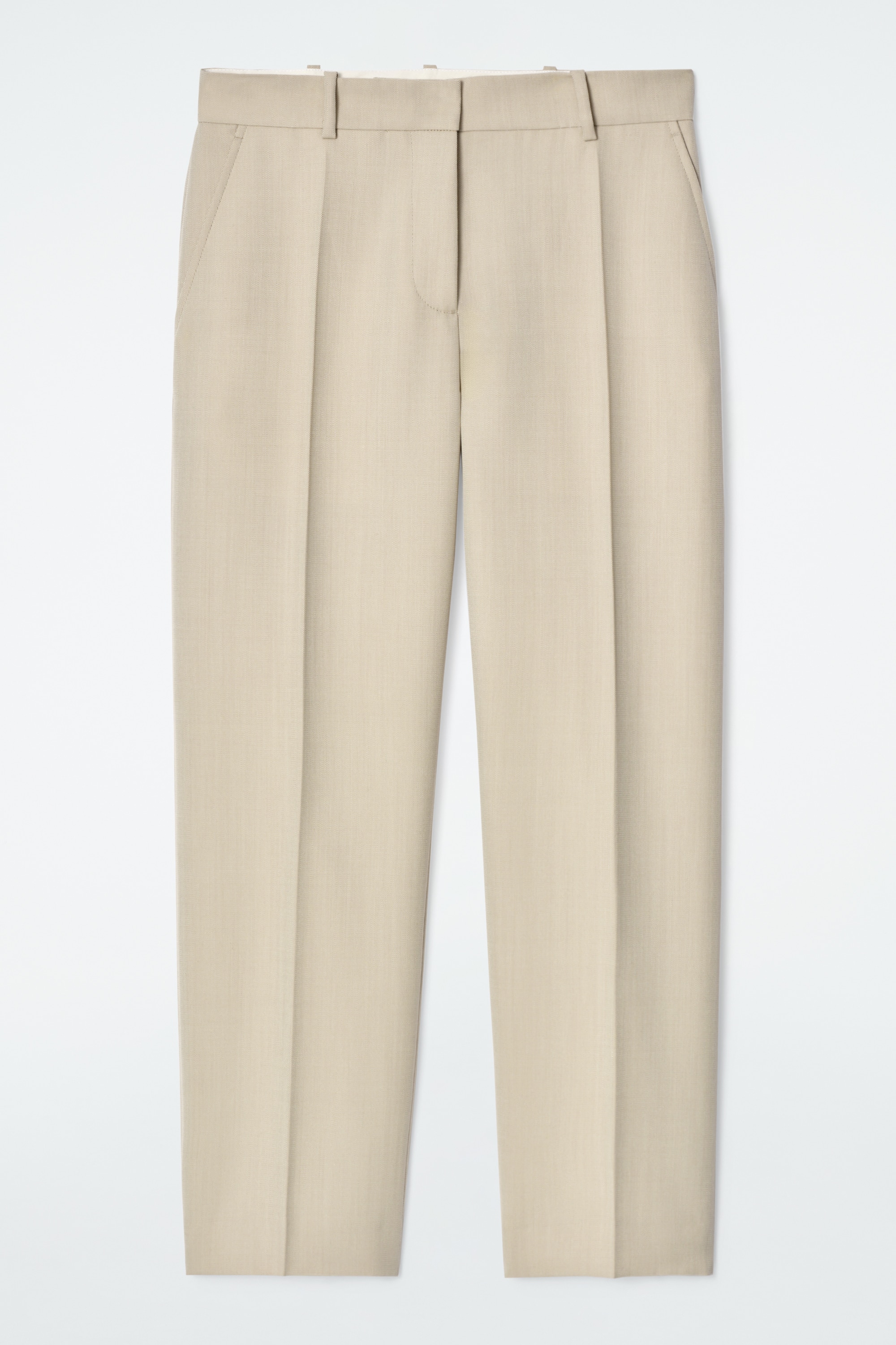 PANTALONES DE LANA SLIM FIT - BEIGE