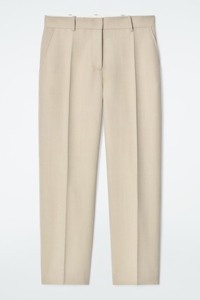 SLIMFIT BROEK VAN WOL - buinbeige - 1