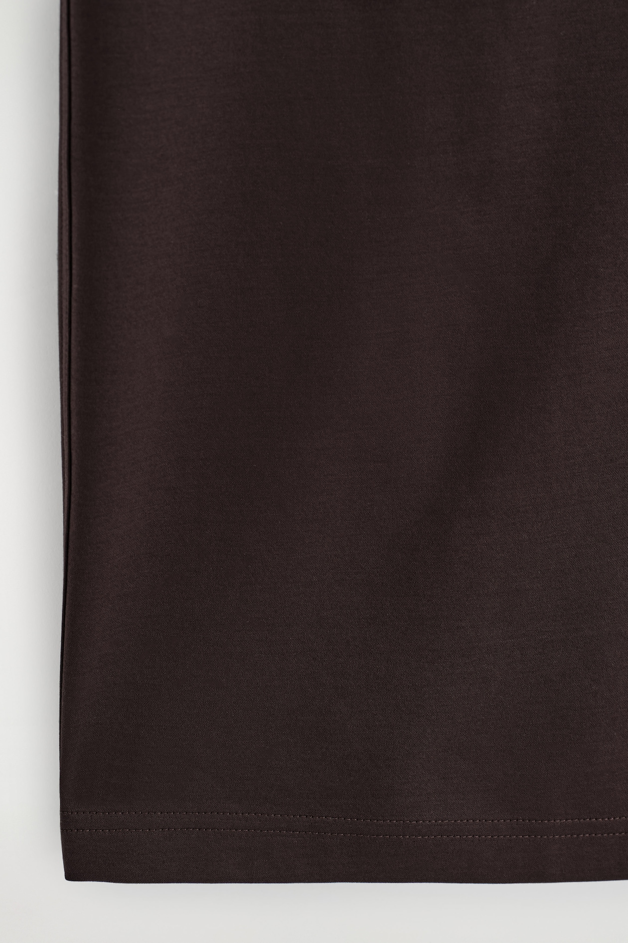 JERSEY MIDI PENCIL SKIRT — DARK BROWN