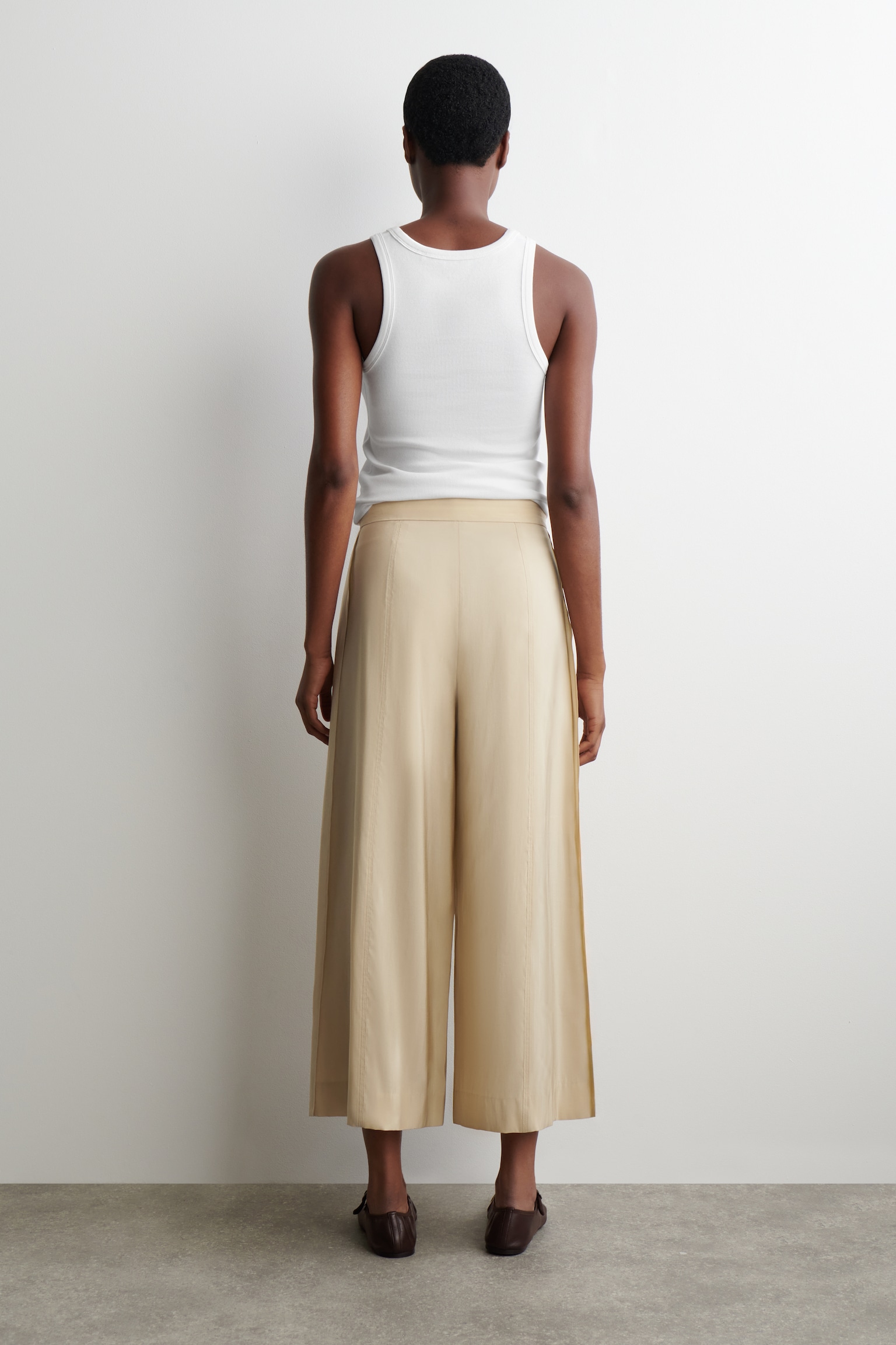 PANTALONI CULOTTE PLISSÉ FLUIDI - BEIGE/BLU - 3