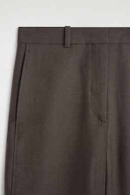 CROPPED WOOL BARREL-LEG TROUSERS — BROWN 6