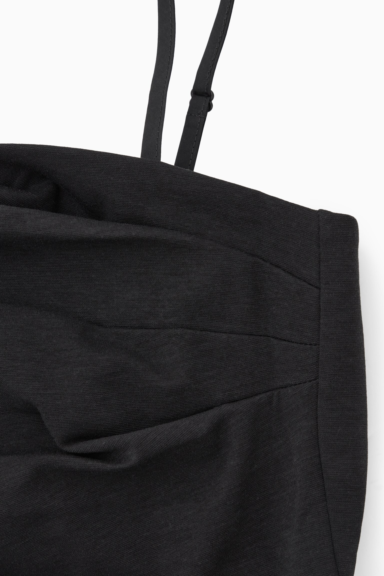 ASYMMETRIC DRAPED MINI DRESS - BLACK - 2
