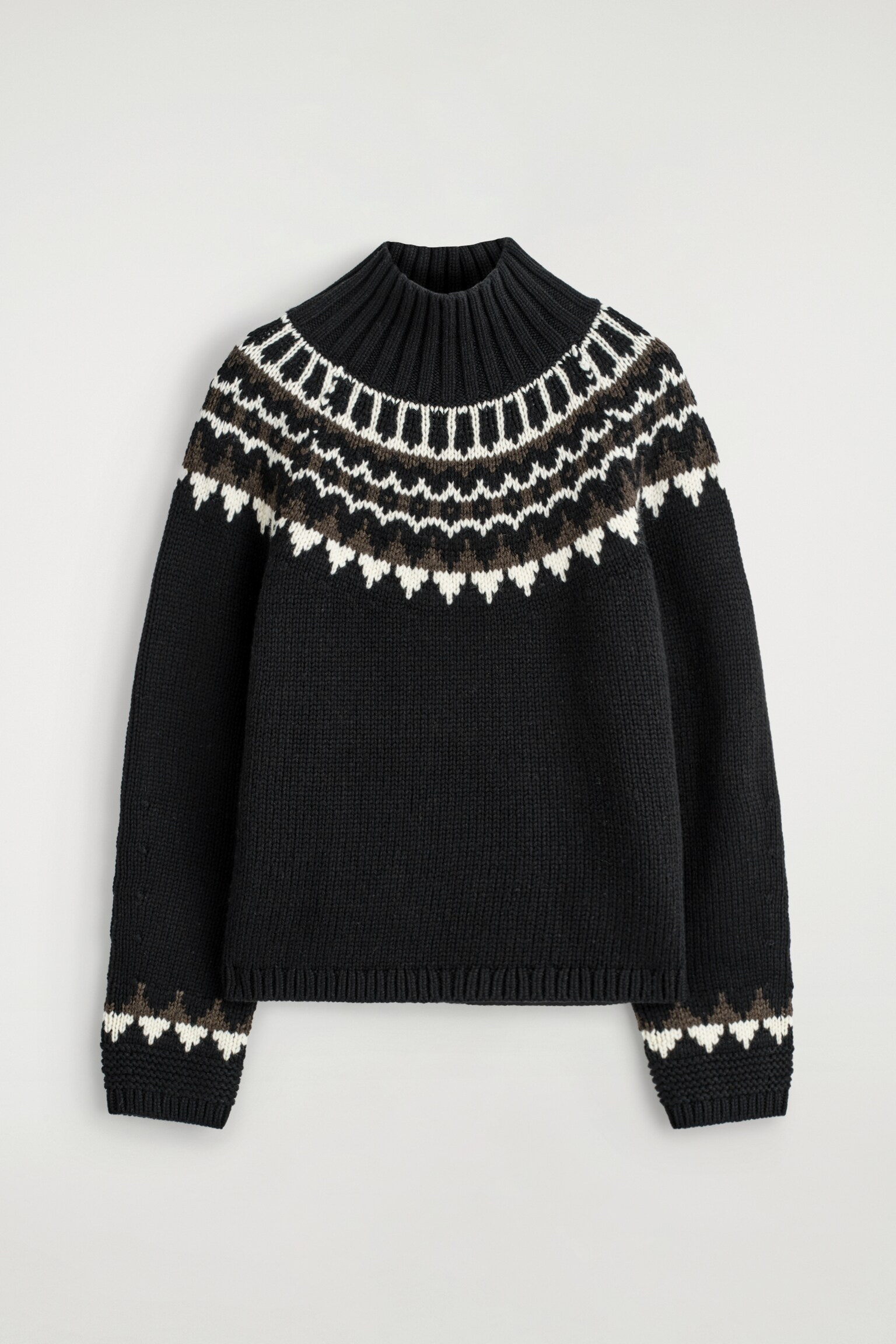 FAIR ISLE WOOL-CASHMERE JUMPER - BLACK / WHITE / BROWN/CREAM / BROWN / PINK - 2