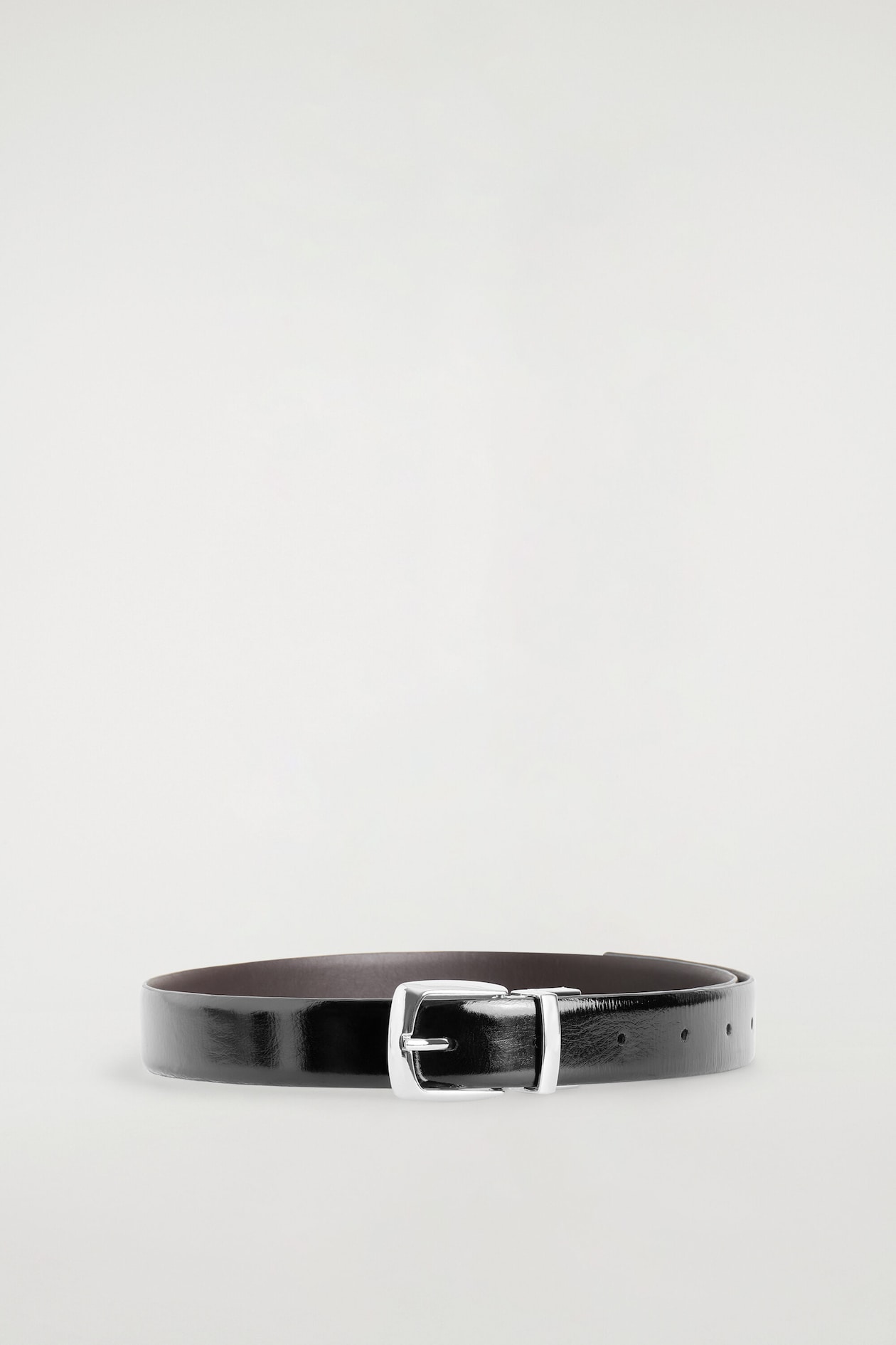 REVERSIBLE LEATHER BELT — BLACK / SILVER