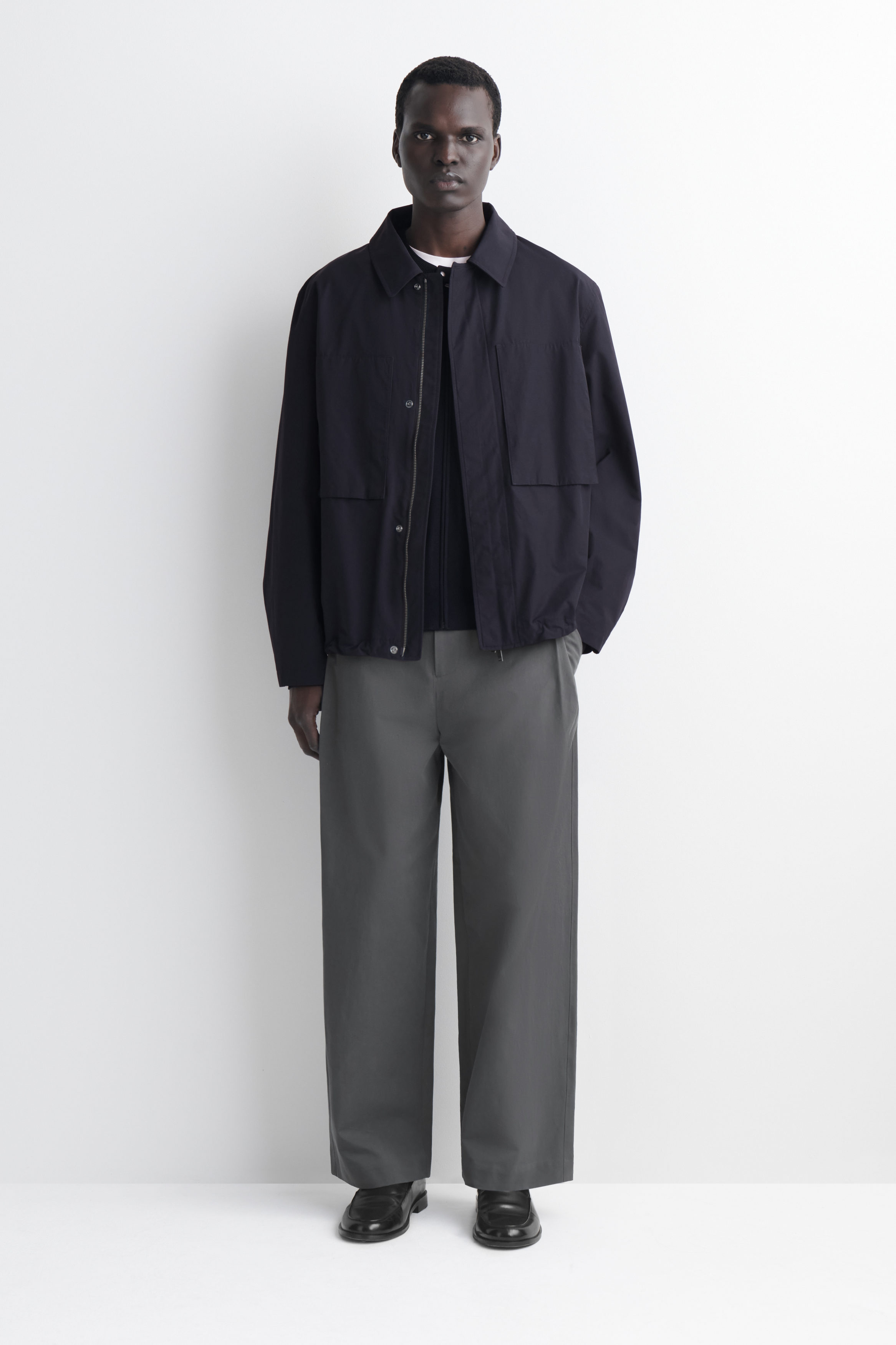 PACKABLE-HOOD WINDBREAKER JACKET - NAVY | COS US