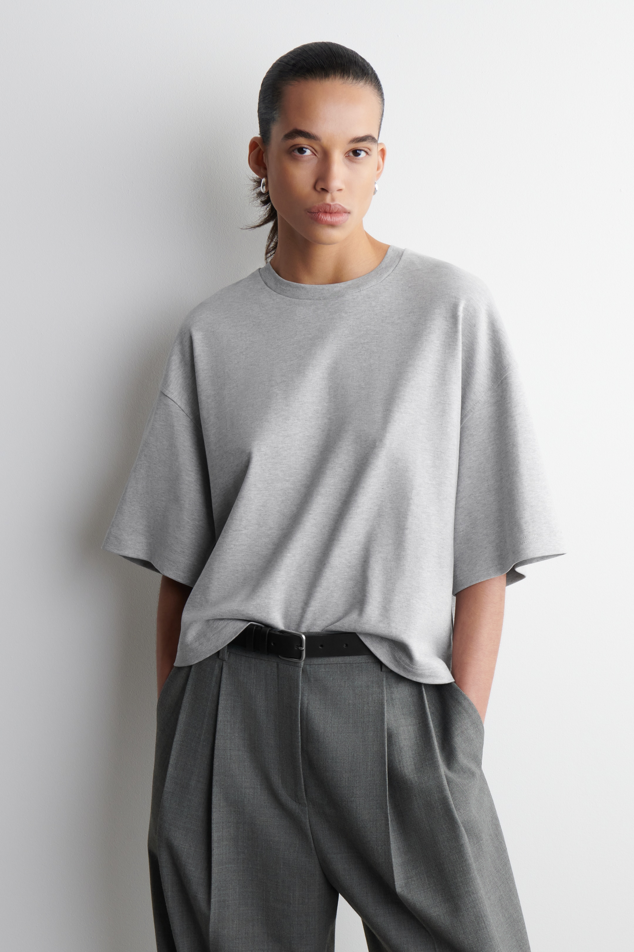 Ingrandisci l'immagine: OVERSIZED BOXY T-SHIRT - GREY MÉLANGE - DONNA | H&M CH 1