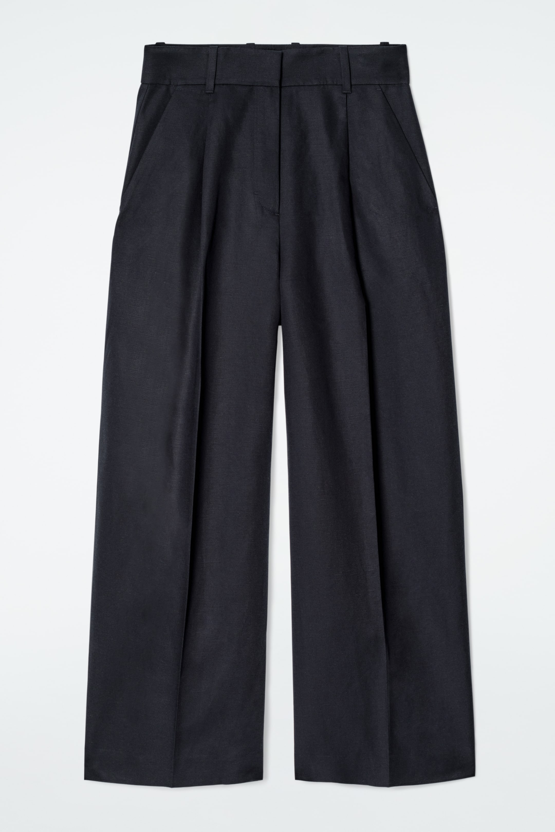 Agrandir l'image: PANTALON LARGE EN LIN MÉLANGÉ DÉCONTRACTÉ - BLEU MARINE - FEMME | H&M CH 6