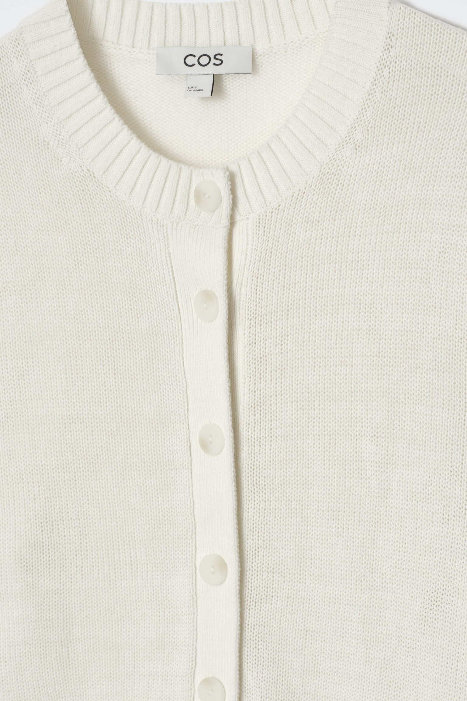 CARDIGAN IN MAGLIA DI LINO - AVORIO/MARRONE SCURO - 3