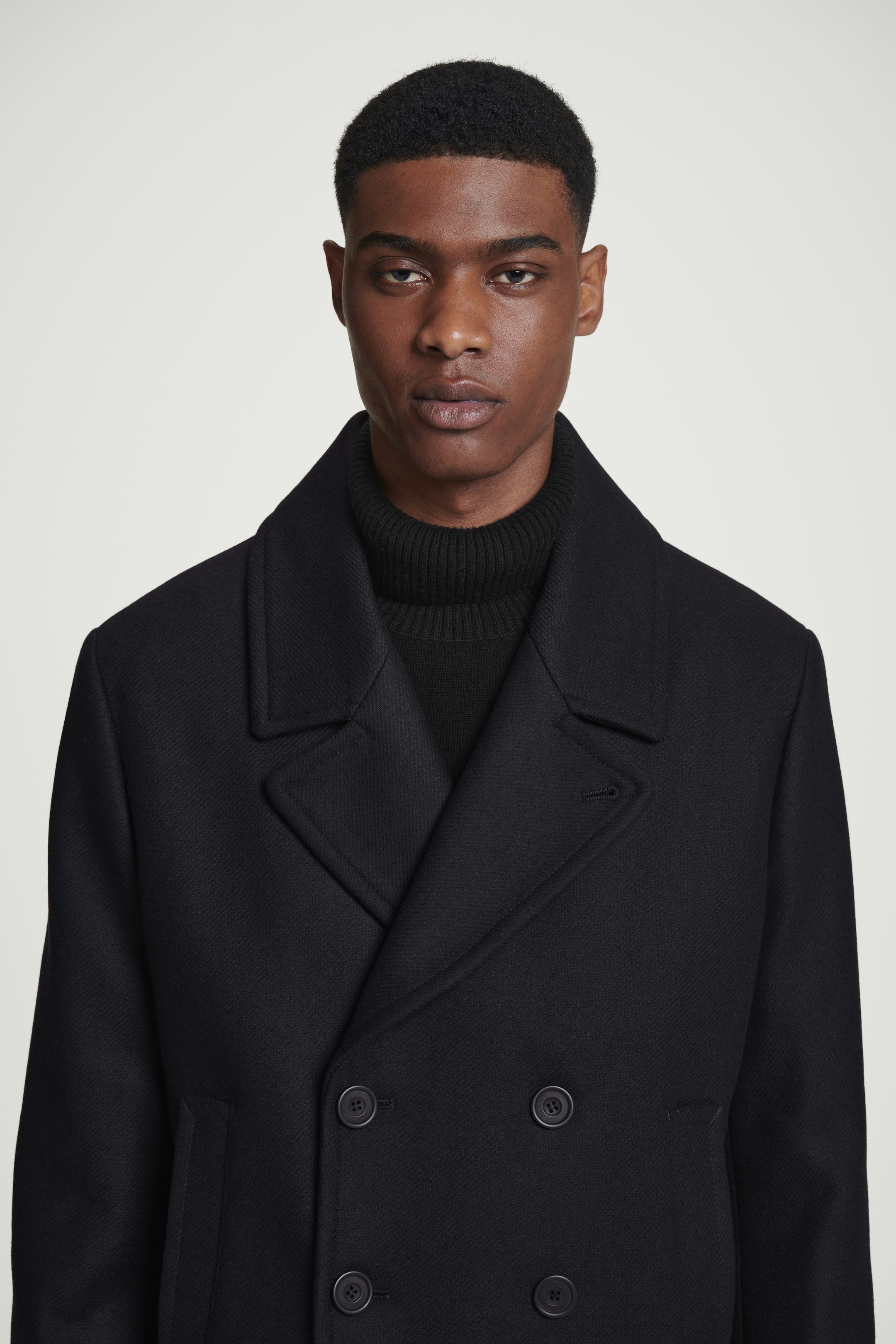 DOUBLE-BREASTED WOOL PEA COAT