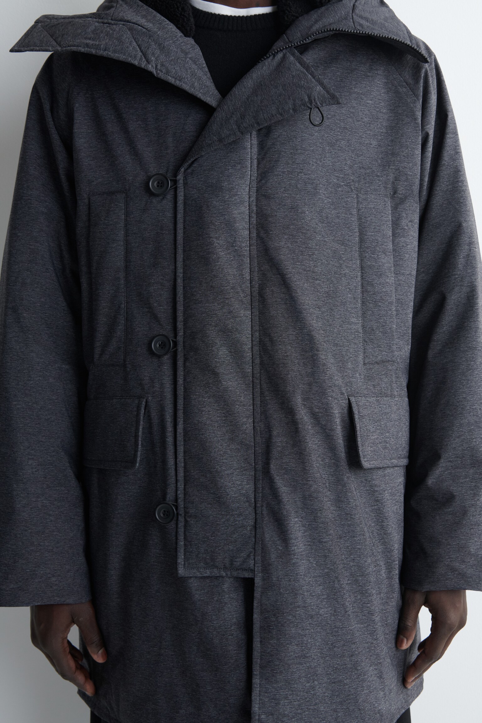 Parka técnica com capuz e enchimento de plumas - CINZA ESCURO - 3