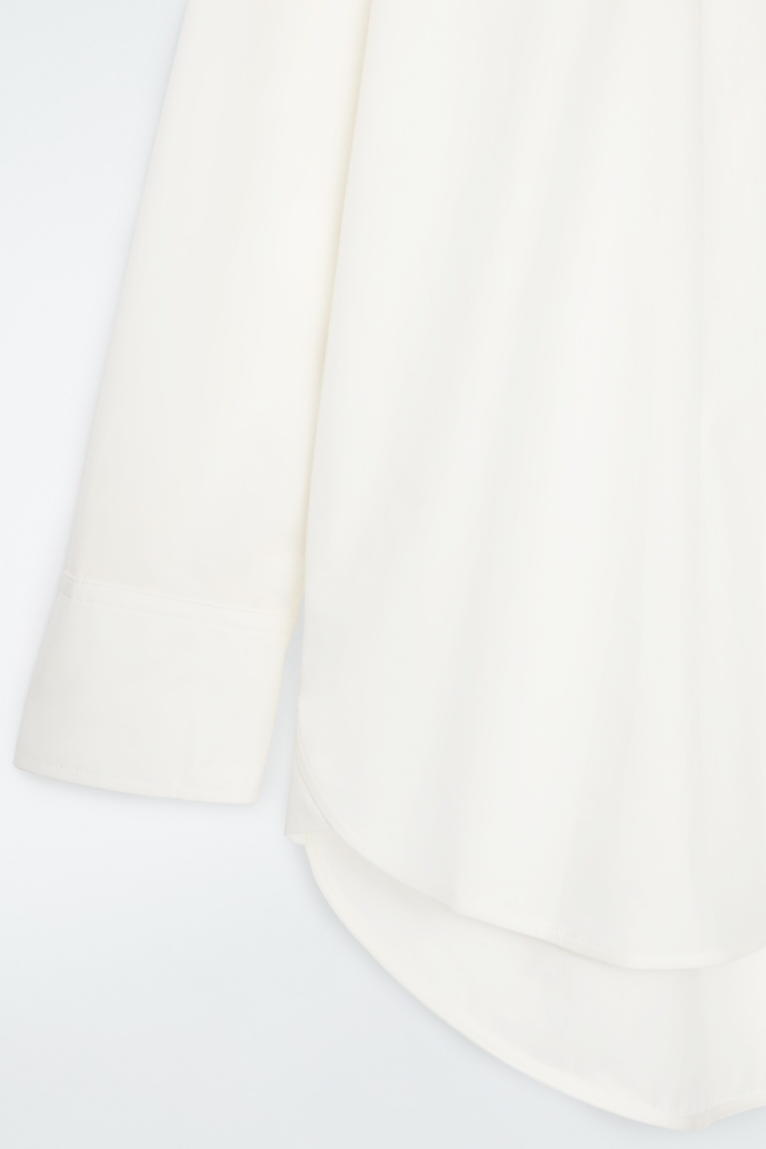 OVERSIZED CURVED-HEM SHIRT - WHITE/LIGHT KHAKI - 2