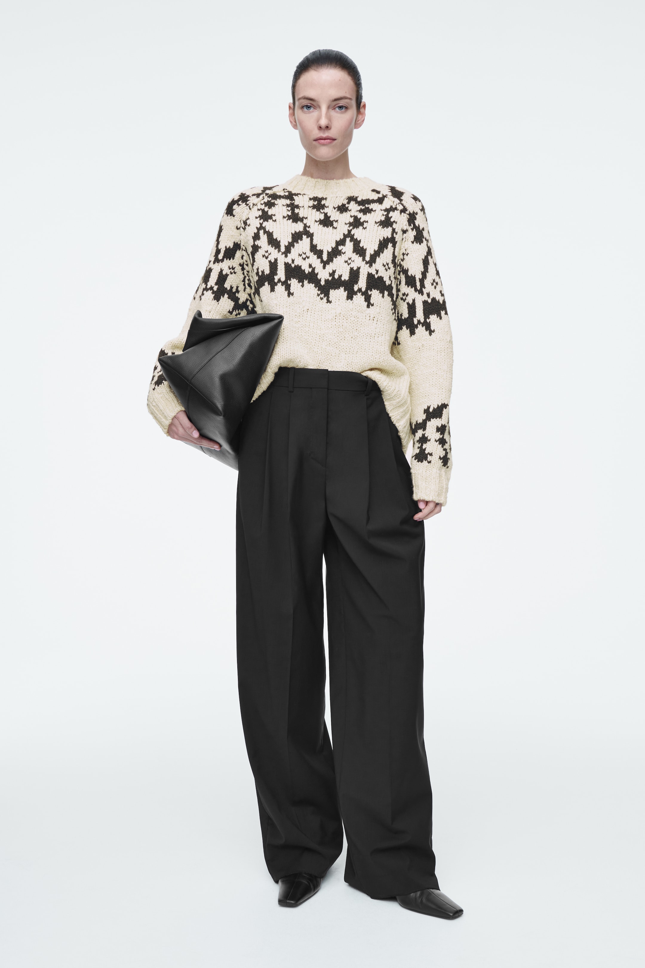 View larger image: FAIR-ISLE WOOL JUMPER - IVORY / BLACK - Ladies | H&M GB 2