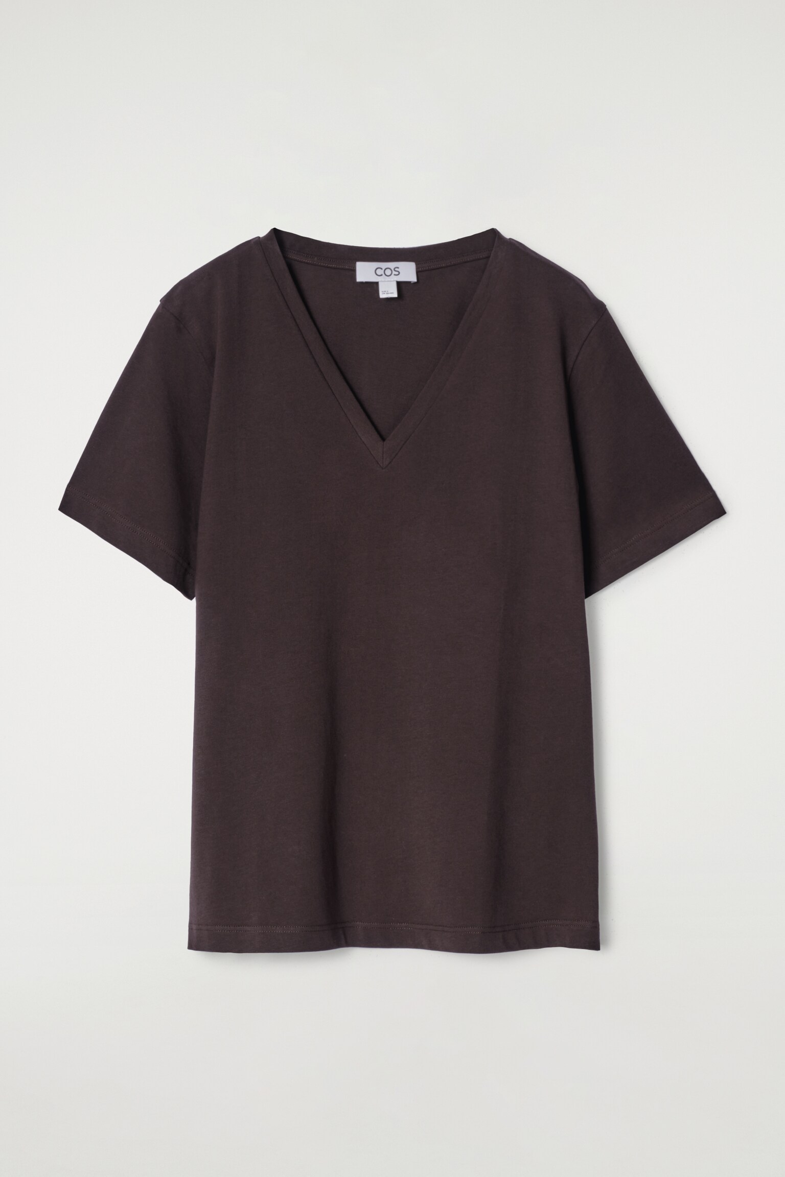 V-NECK COTTON T-SHIRT - DARK BROWN/GREY MÉLANGE/BLACK/WHITE / STRIPED/WHITE/NAVY/LIGHT BEIGE / UNDYED - 2