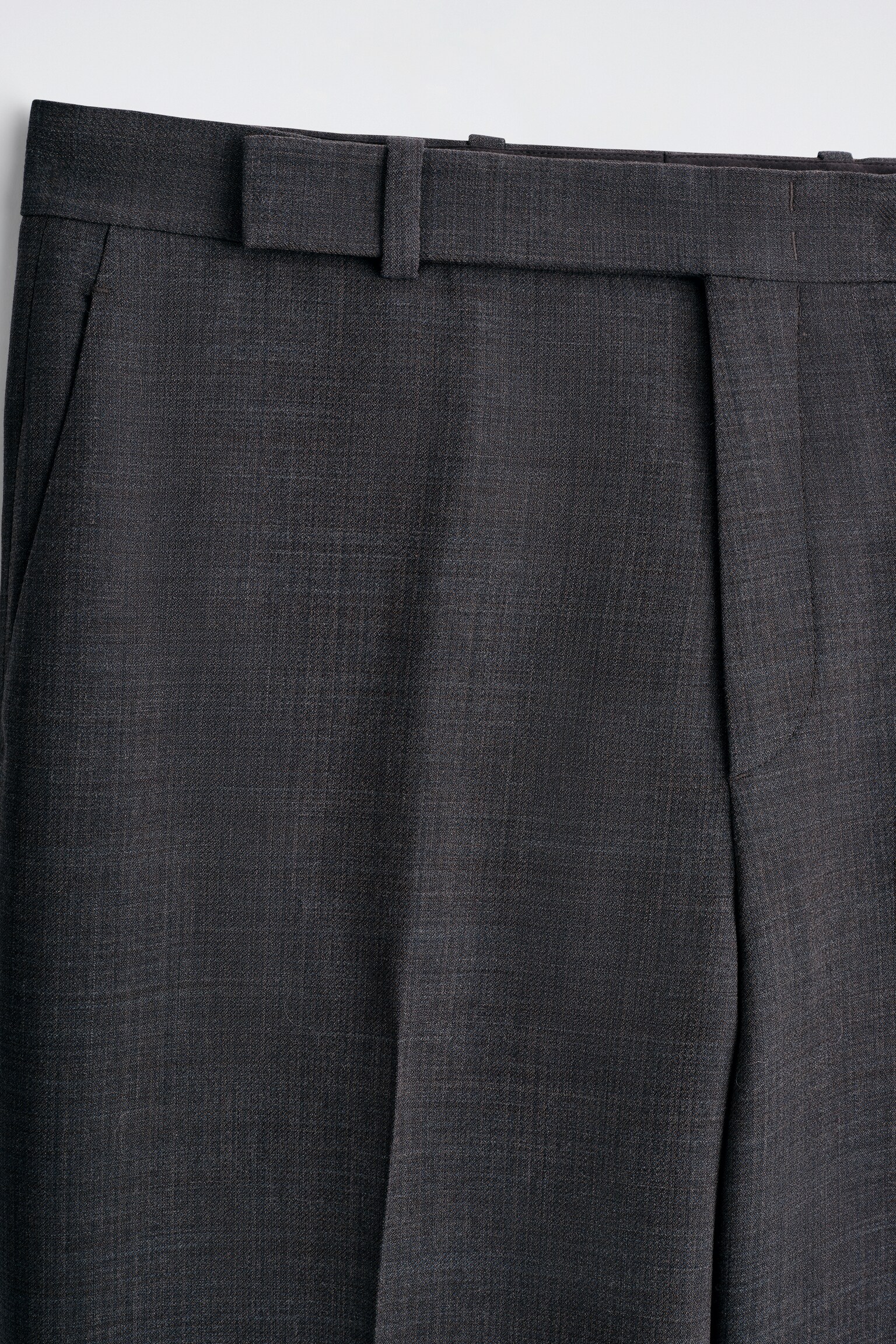 PANTALON DROIT EN LAINE MÉLANGÉE - BRUN FONCÉ/NOIR - 4