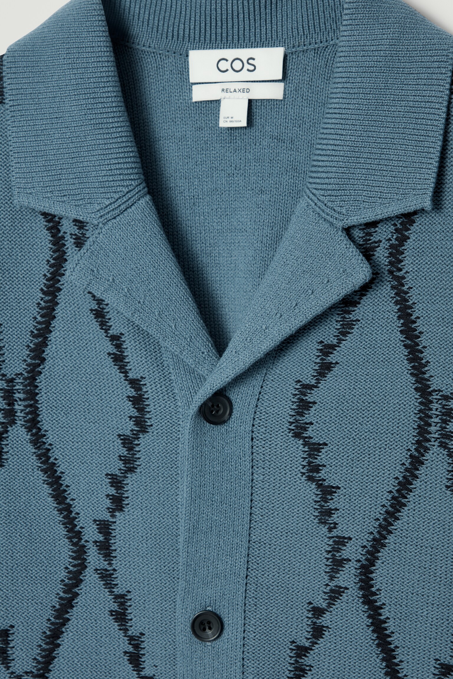 RELAXED ABSTRACT ARGYLE-KNIT SHIRT - TURQUOISE/WHITE - 3