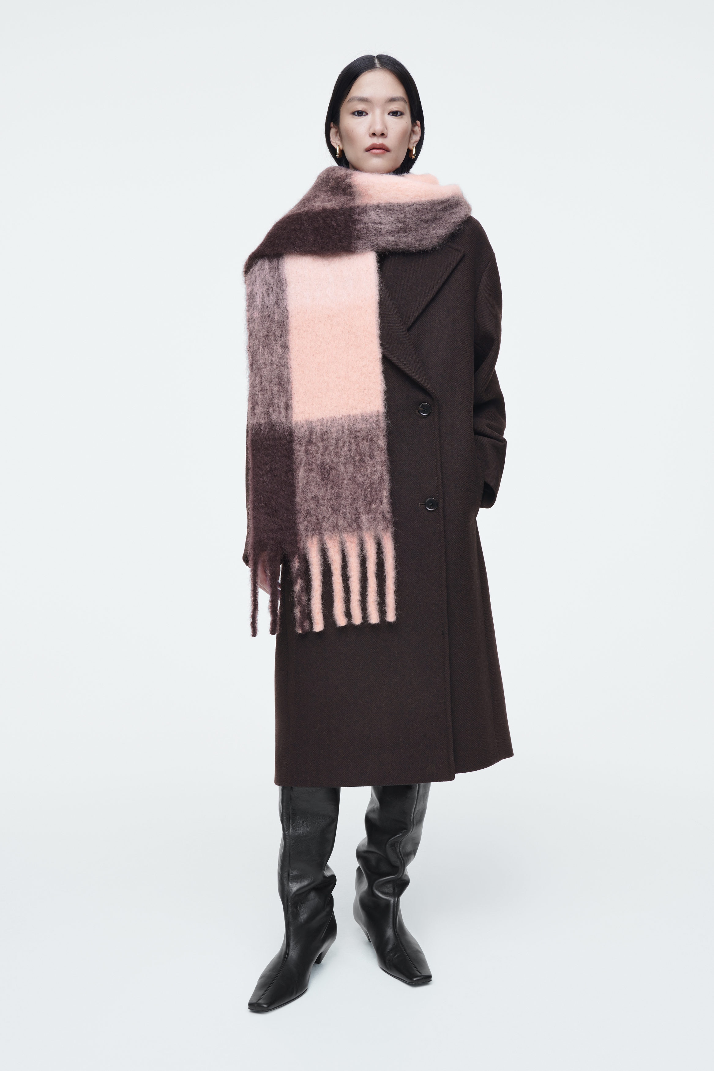 COS モヘアマフラー　Cos mohair muffler FRINGED BRUSHED-MOHAIR SCARF - BORDEAUX | COS