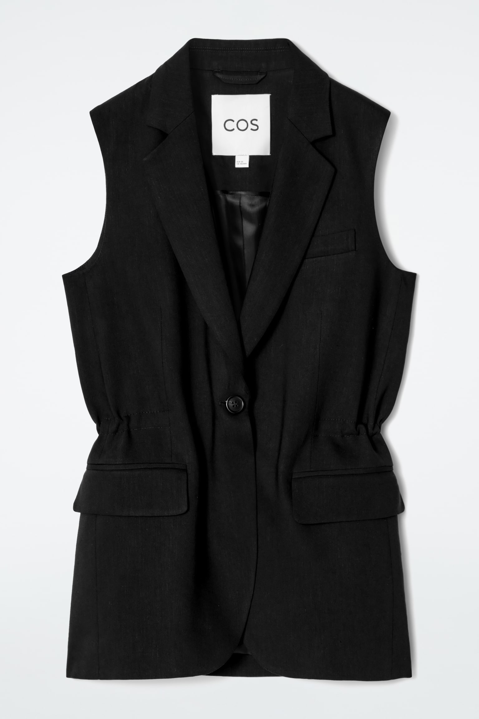 CHALECO DE LINO SLIM FIT - NEGRO/ALBARICOQUE - 2