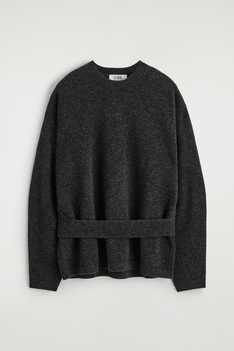 Belt-Detail Merino Wool Sweater