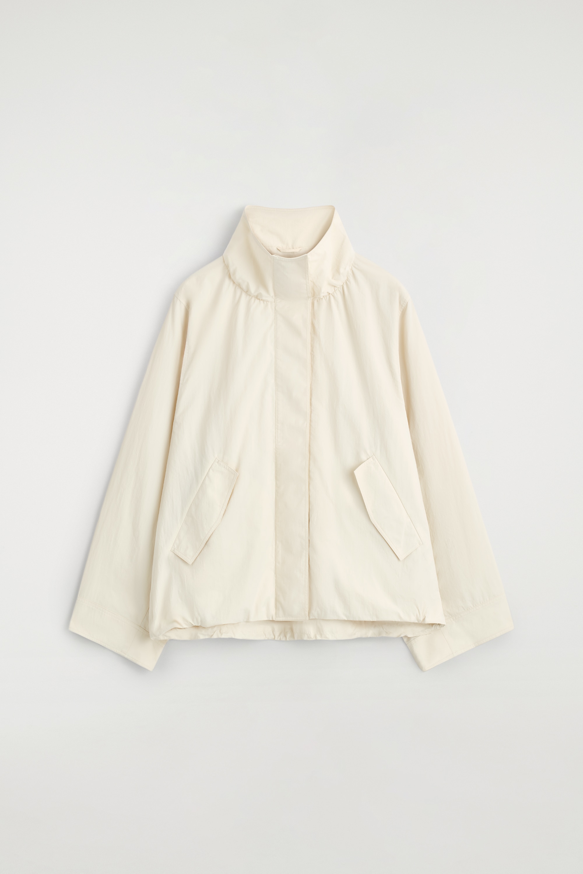 VESTE À COL CHEMINÉE EN NYLON - CRÈME/BEIGE/NOIR