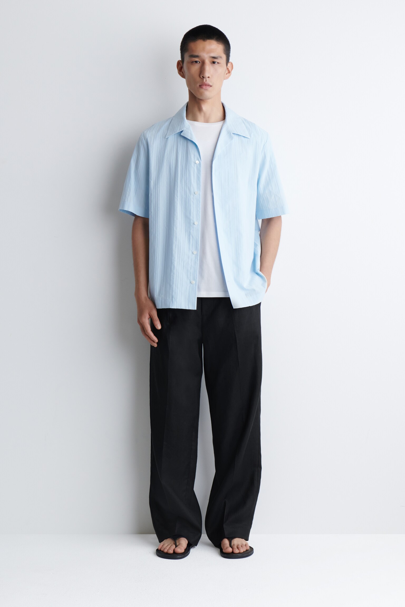 CHEMISE À COL CUBAIN - BLEU CIEL/BLANC / BLEU / RAYURES/BLEU COBALT - 5