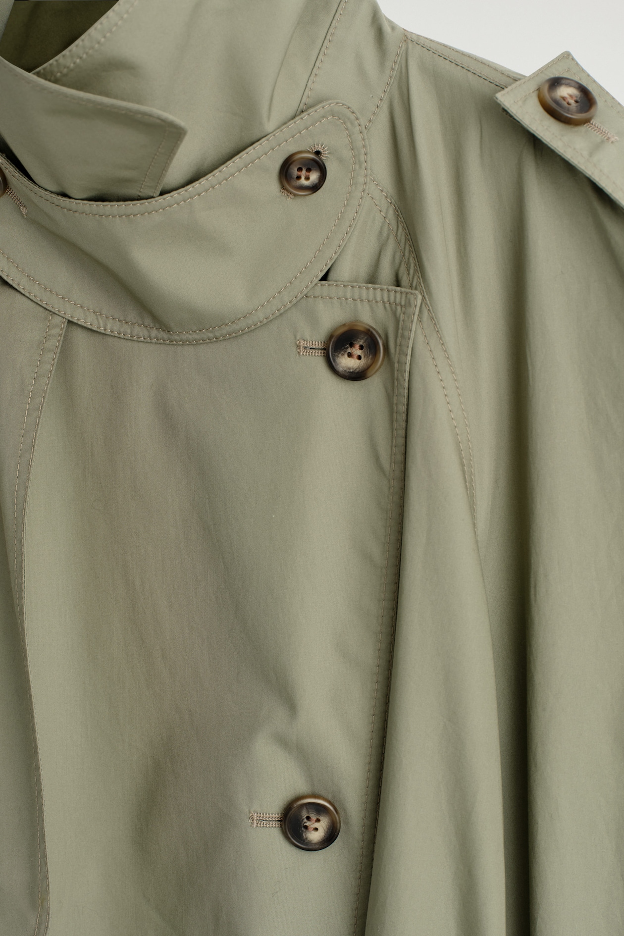 mock-NECK COTTON TRENCH COAT — LIGHT KHAKI