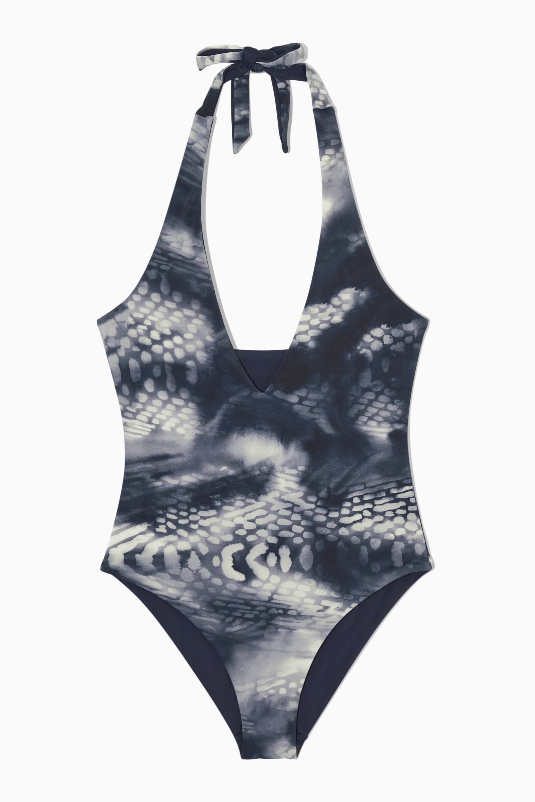 View larger image: REVERSIBLE PRINTED PLUNGE SWIMSUIT - NAVY / SNAKE PRINT - Ladies | H&M GB 1