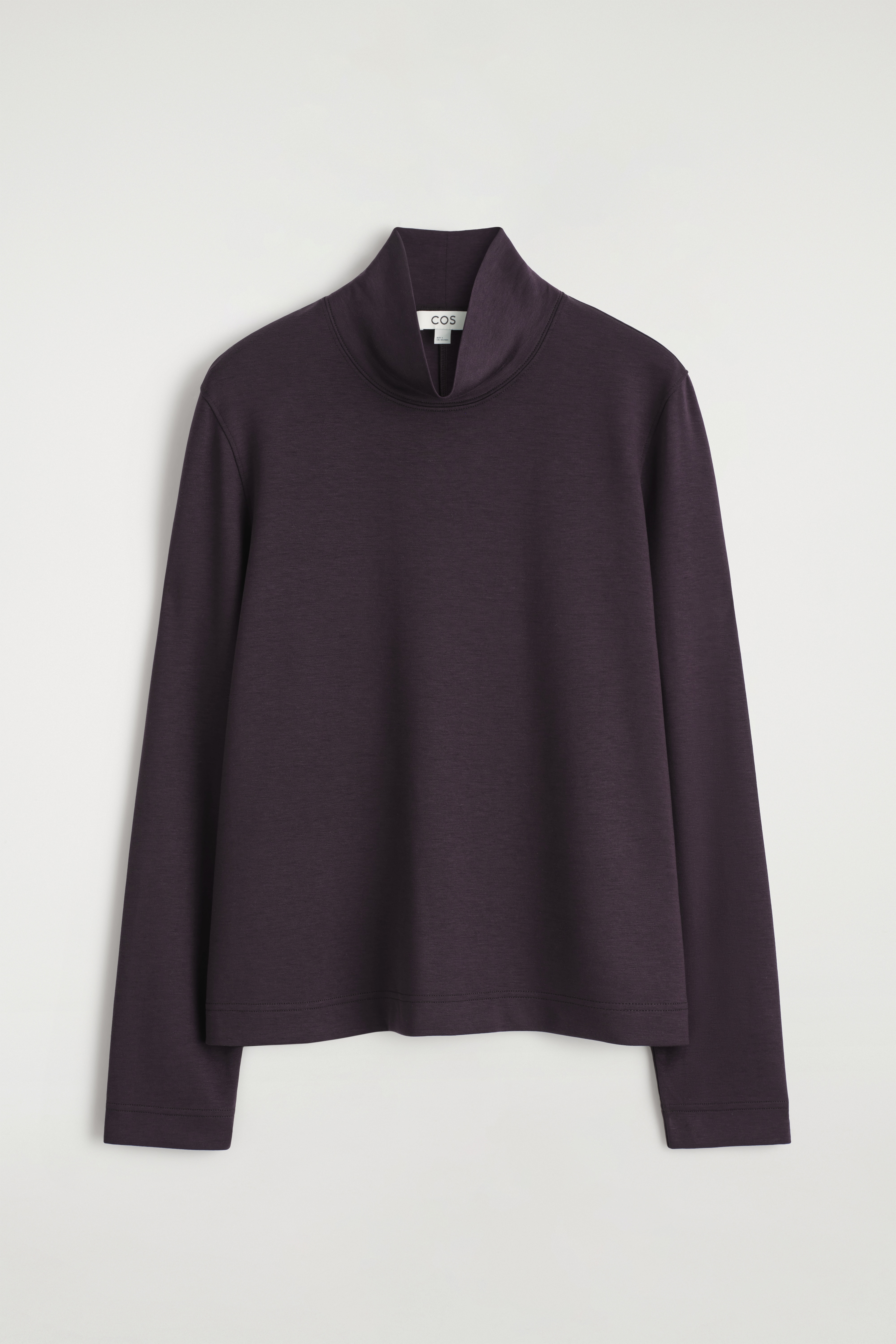 HAUT À COL MONTANT EN JERSEY - VIOLET FONCÉ/BLANC