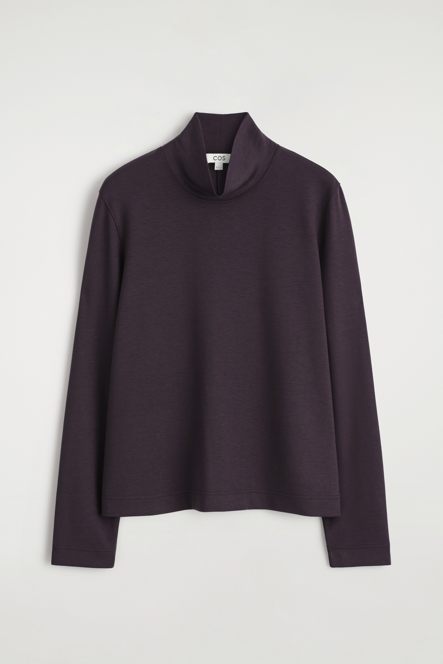 OBERTEIL AUS JERSEY MIT HOHEM KRAGEN - DUNKLES VIOLETT/WEISS - 2