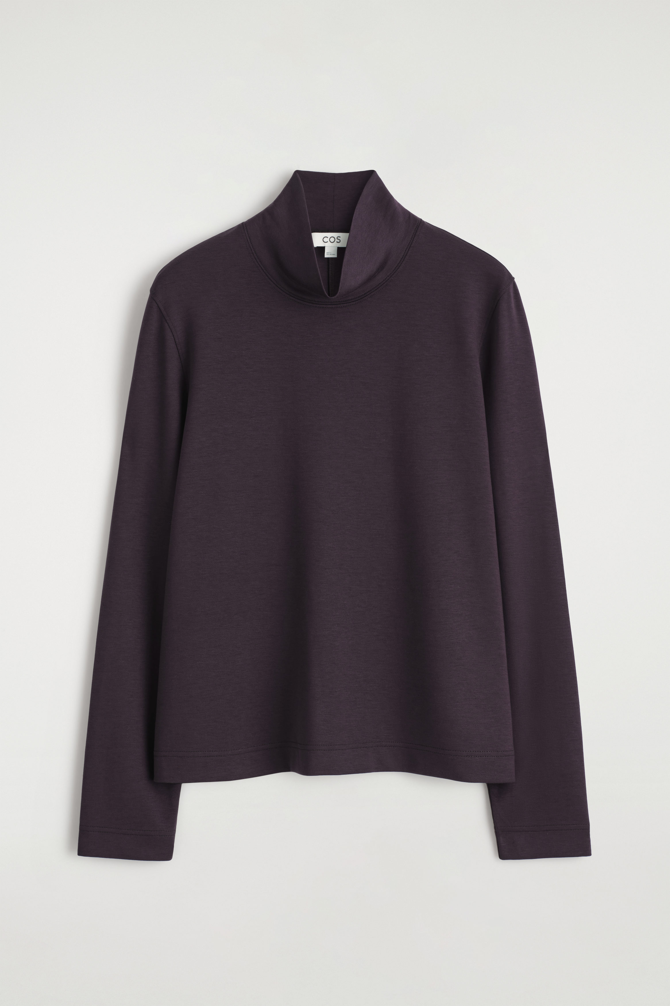 トップス THE SHISHIKUI HIGH NECK KNIT /DARK BROWN HIGH-NECK JERSEY TOP - DARK PURPLE | COS