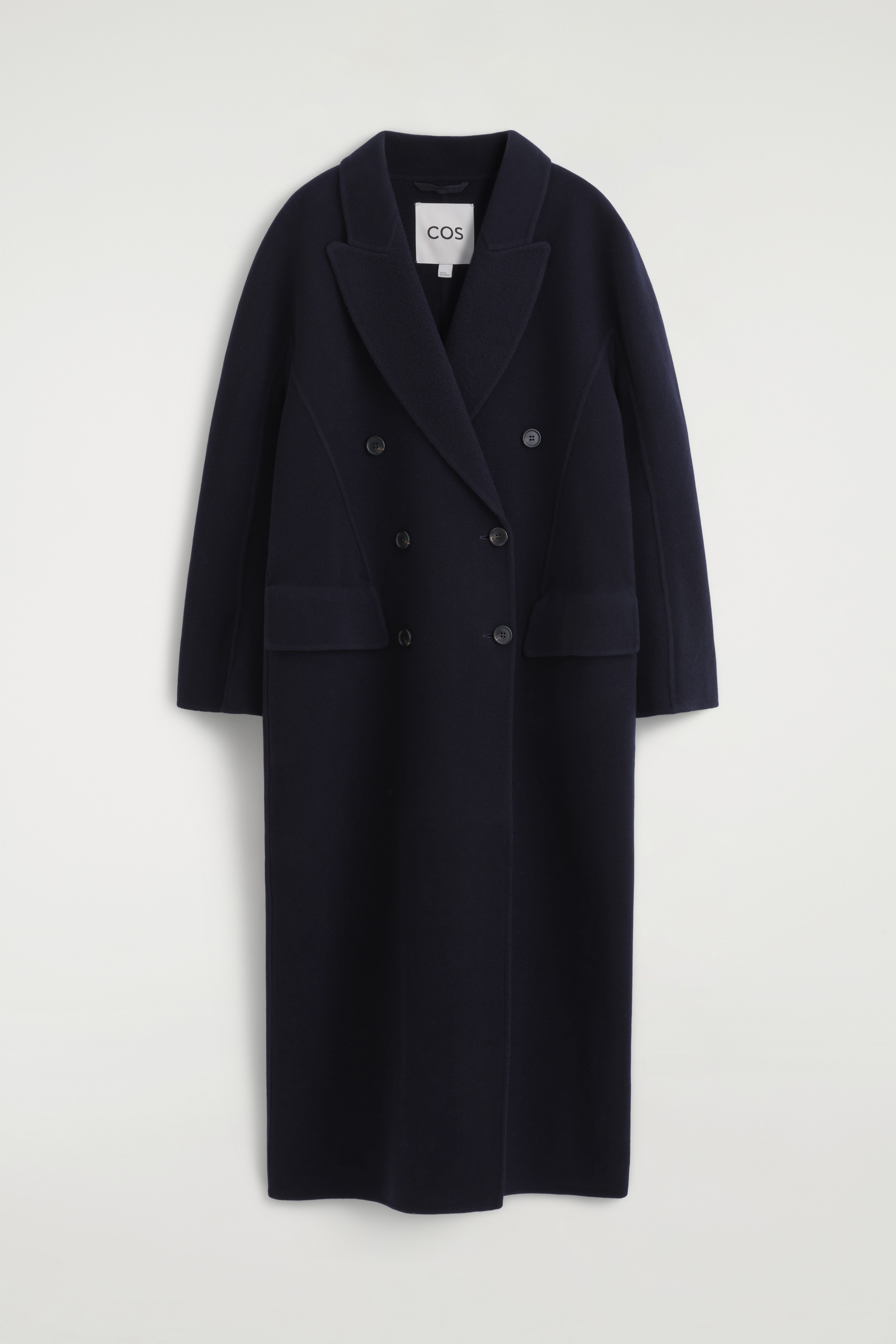 TAILORED DOUBLE-FACED WOOL-BLEND LONG COAT - NAVY