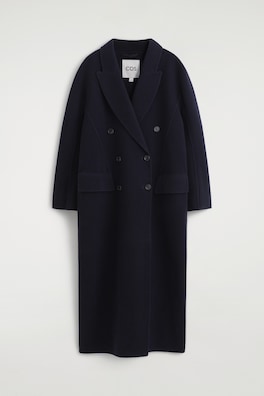 TAILORED DOUBLE-FACED WOOL LONG COAT — NAVY 13
