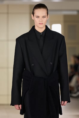 TAILORED WOOL-BLEND DOUBLE-BREASTED COAT — BLACK 12