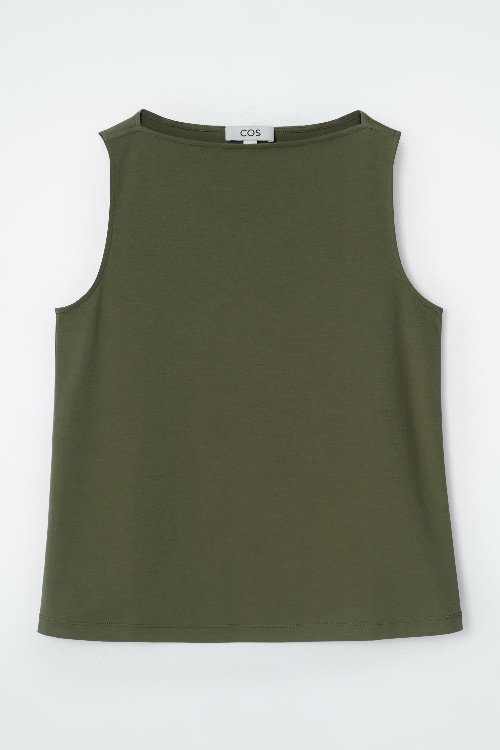 BOAT-NECK TANK TOP - KHAKI/IVORY / BROWN / STRIPED/NAVY
